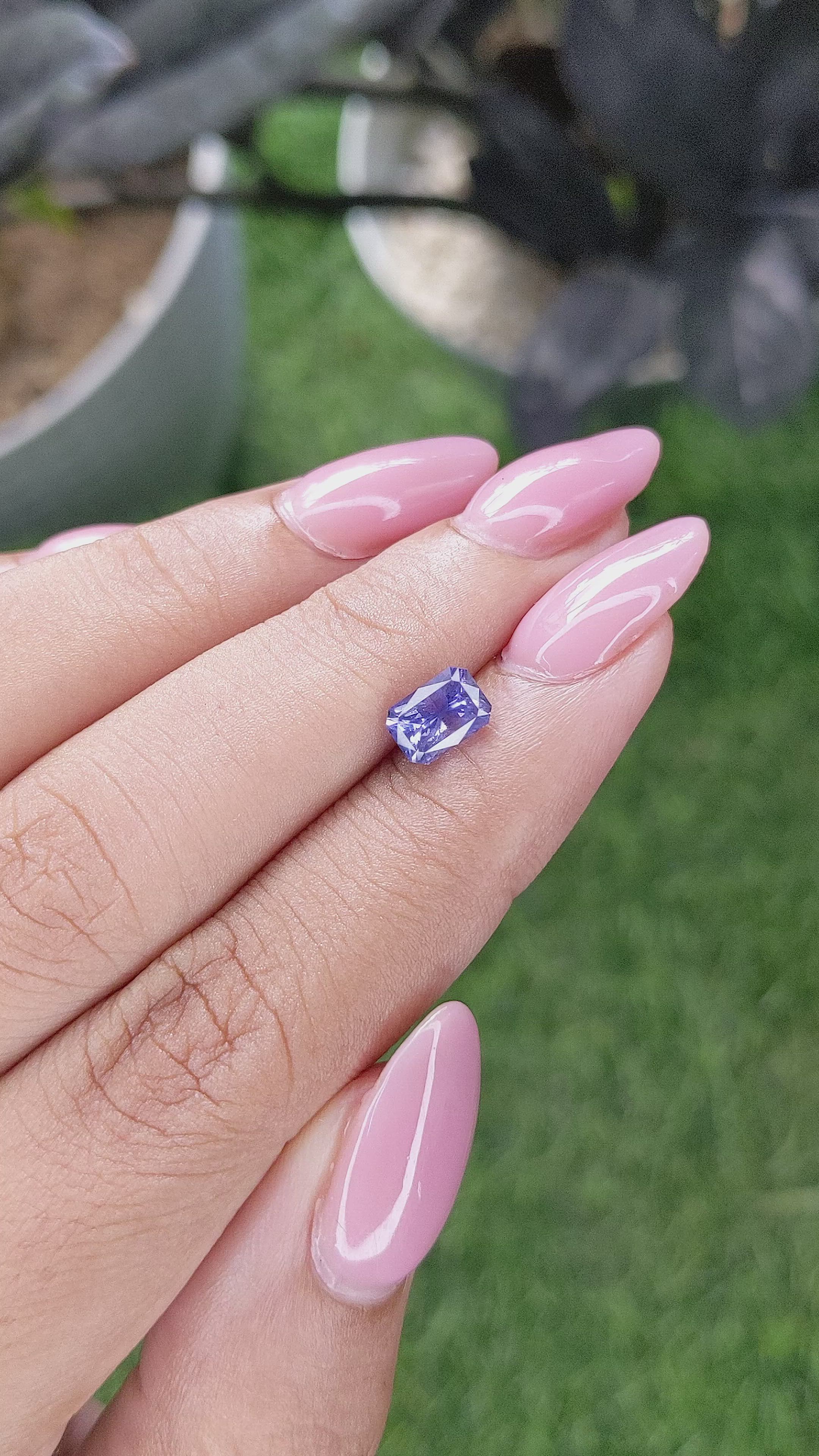 1.29 Ct. Bluish Purple Sapphire from Madagascar Size Video