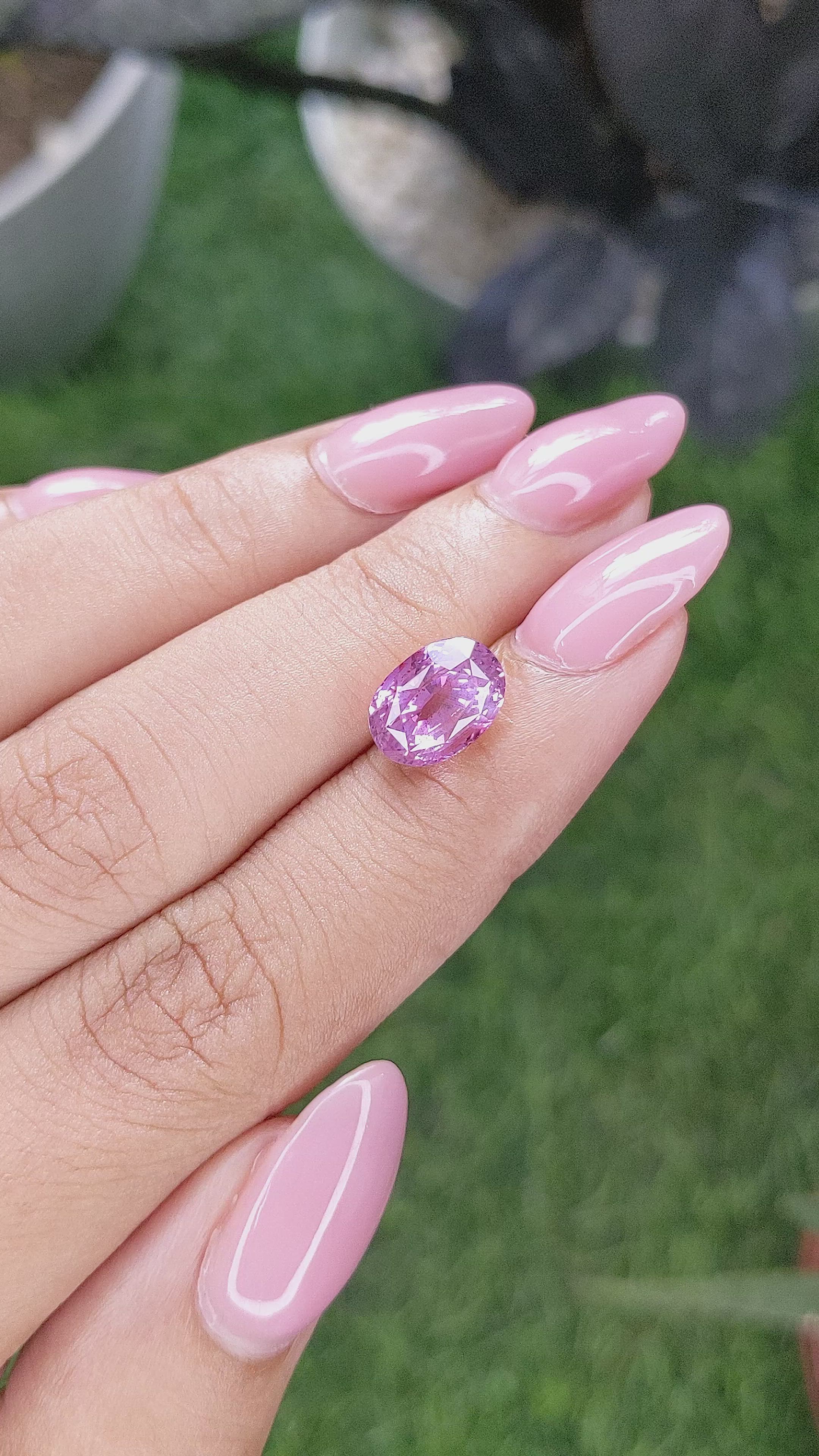 4.57 Ct. Purplish Pink Sapphire from Ceylon (Sri Lanka) Size Video