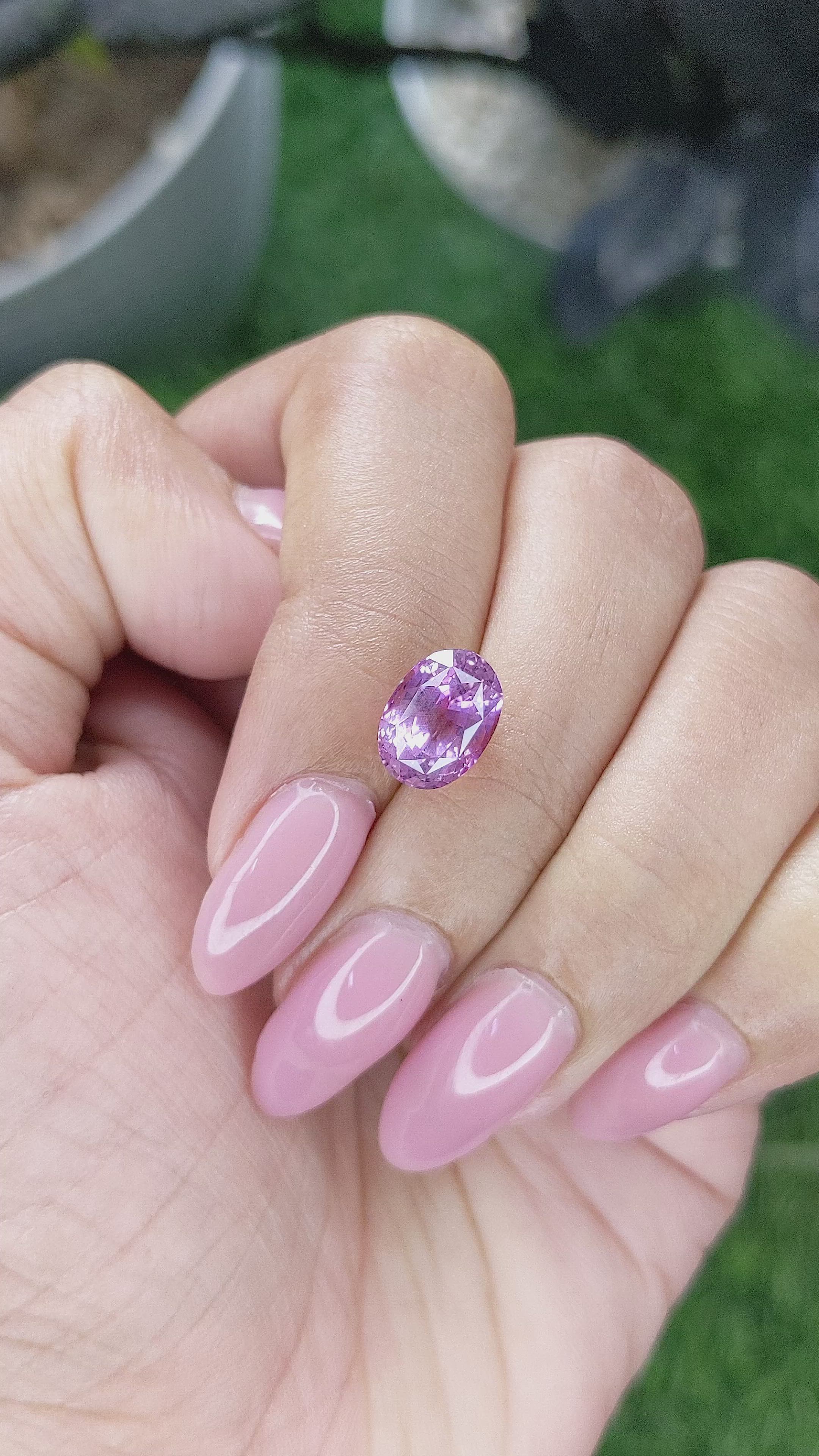 4.57 Ct. Purplish Pink Sapphire from Ceylon (Sri Lanka) Size Video