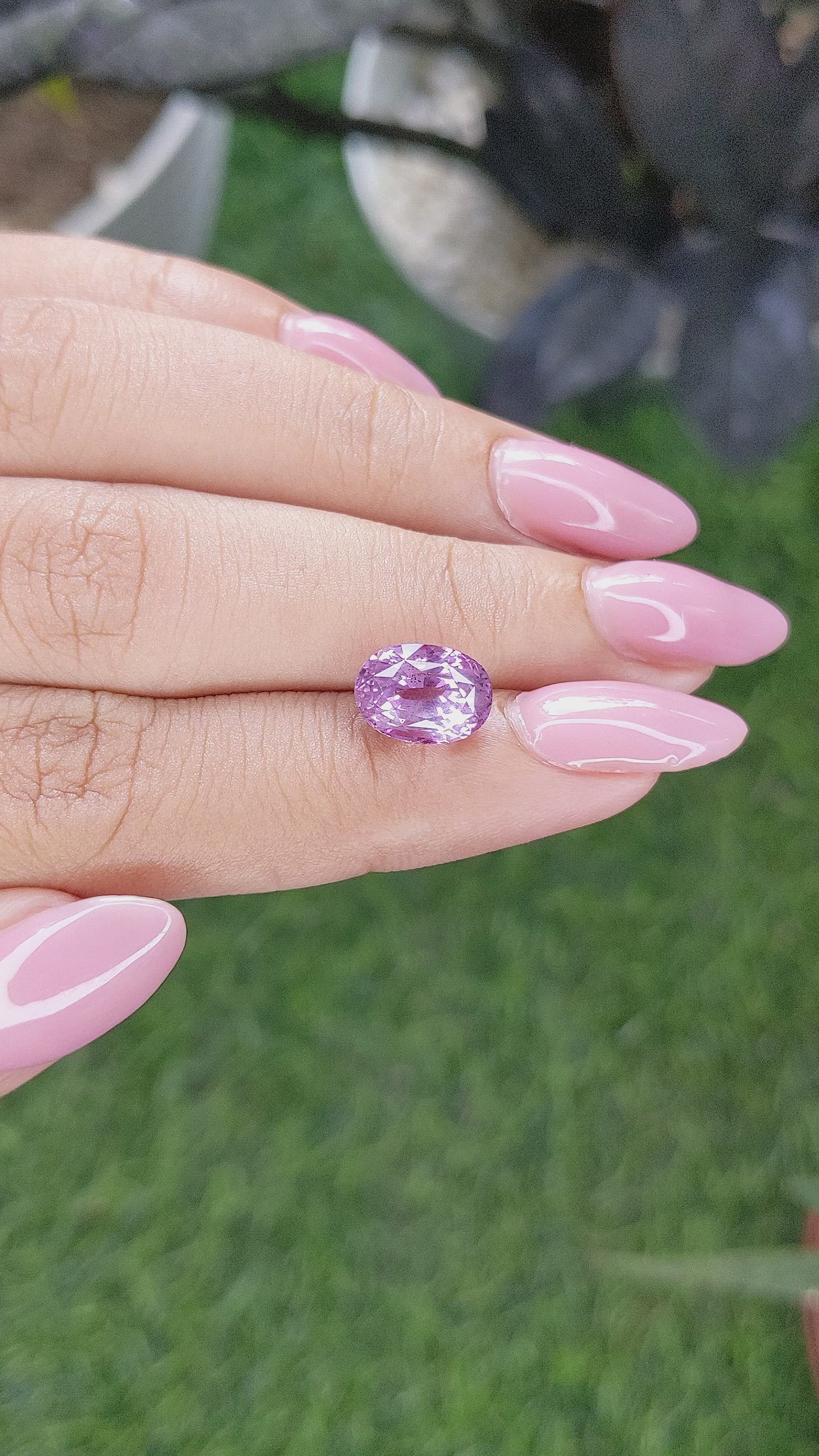 4.57 Ct. Purplish Pink Sapphire from Ceylon (Sri Lanka) Size Video