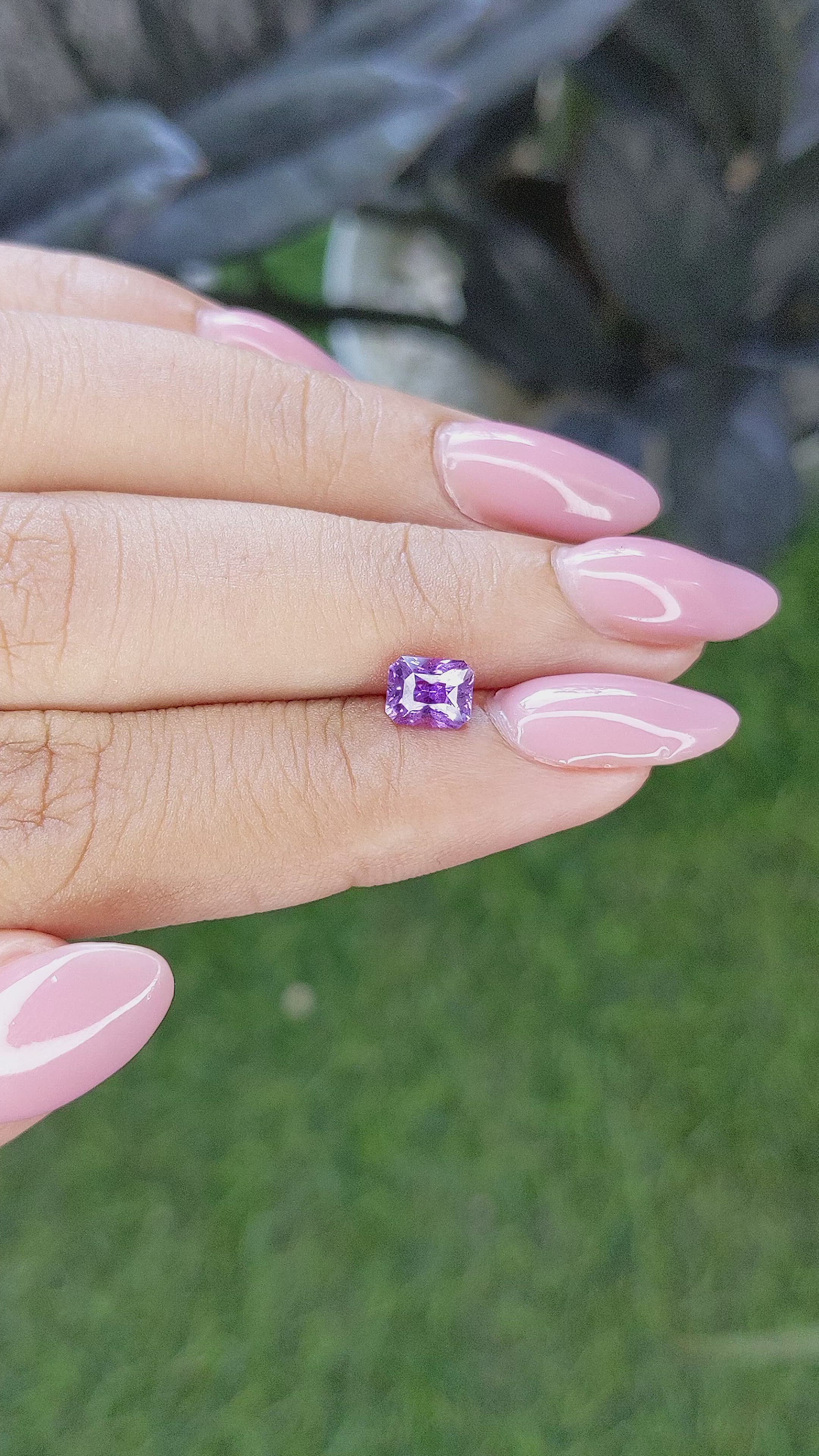 1.01 Ct. Purple Sapphire from Madagascar Size Video