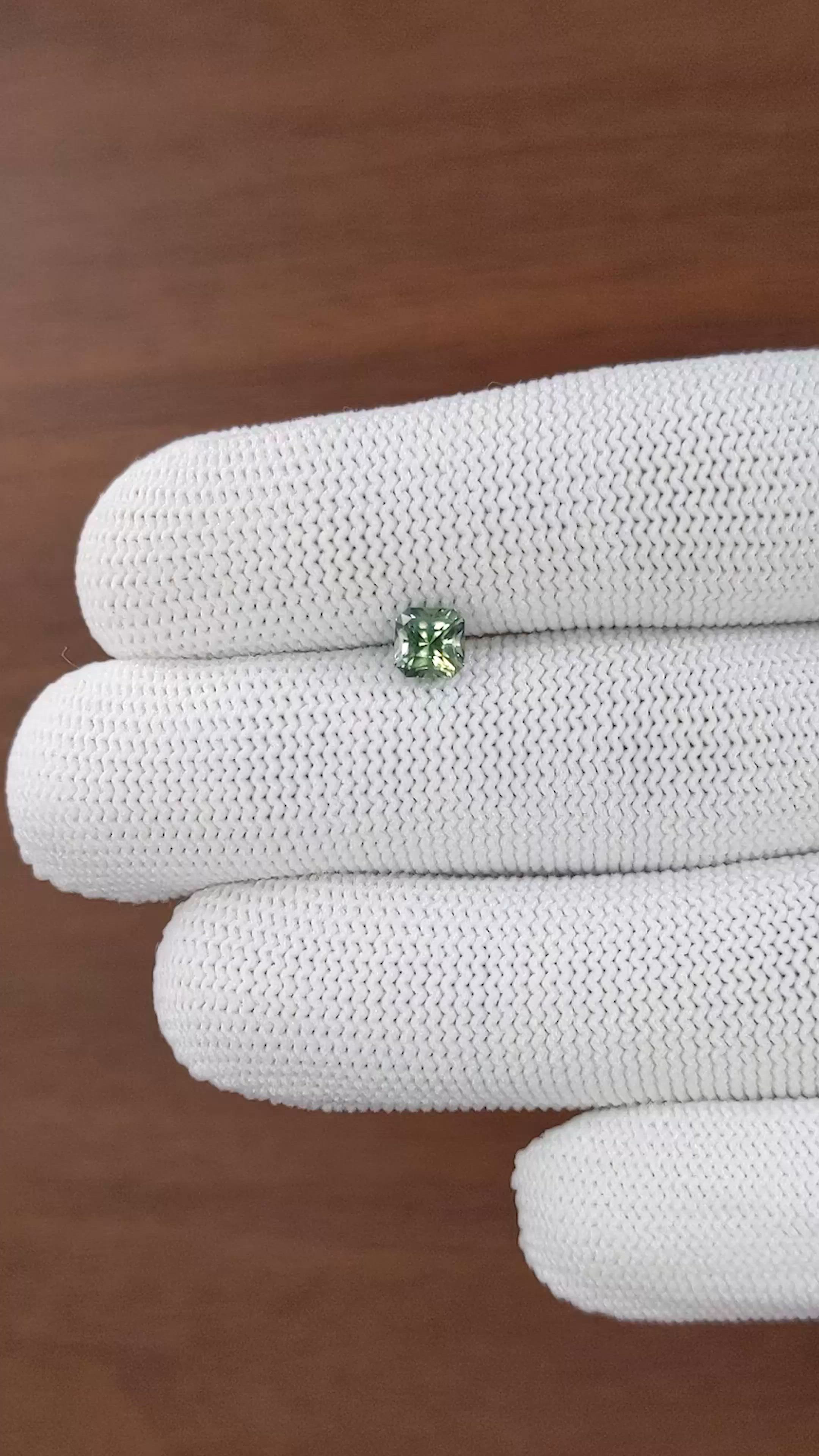 1.07 Ct. Bluish Green Sapphire from Madagascar Size Video