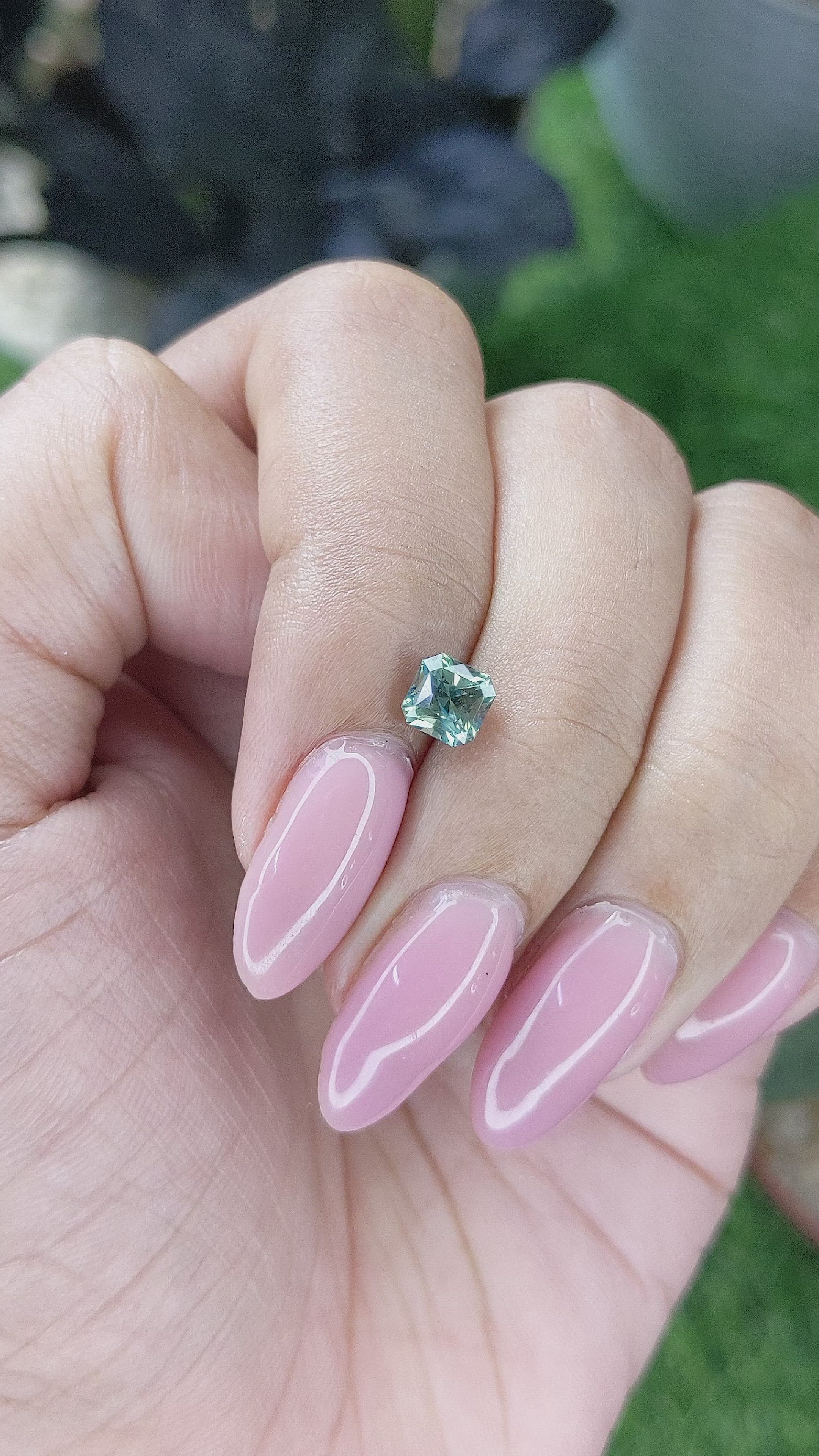 1.07 Ct. Bluish Green Sapphire from Madagascar Size Video