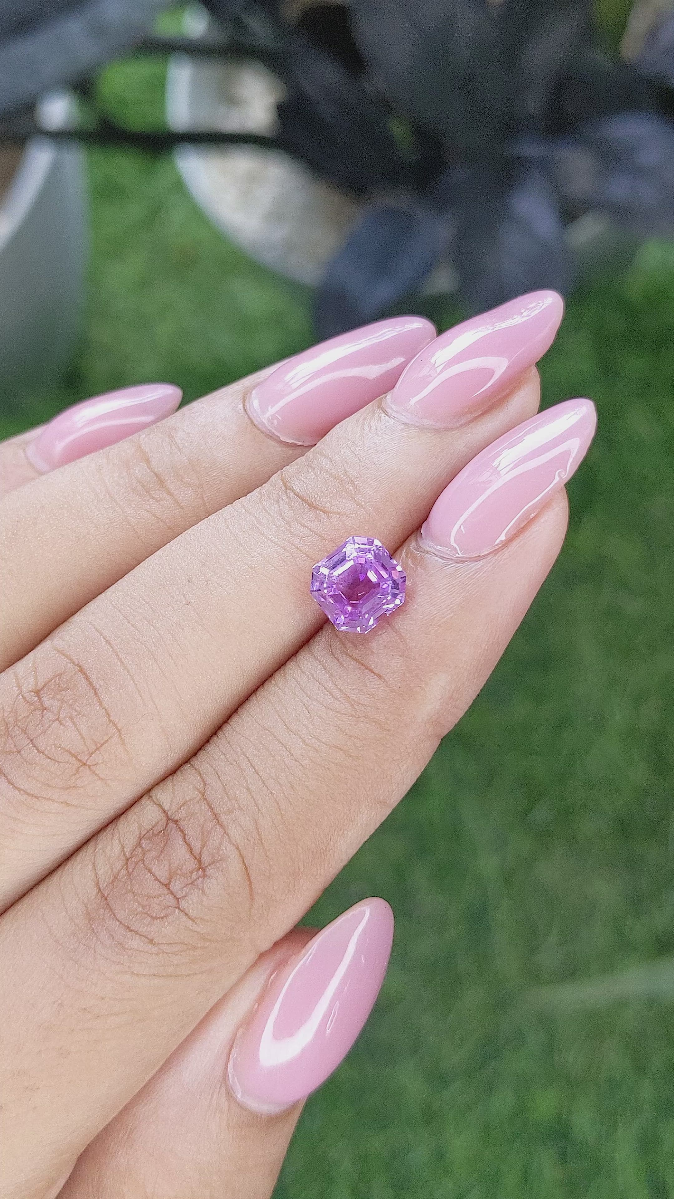 2.53 Ct. Pinkish Purple Sapphire from Ceylon (Sri Lanka) Size Video