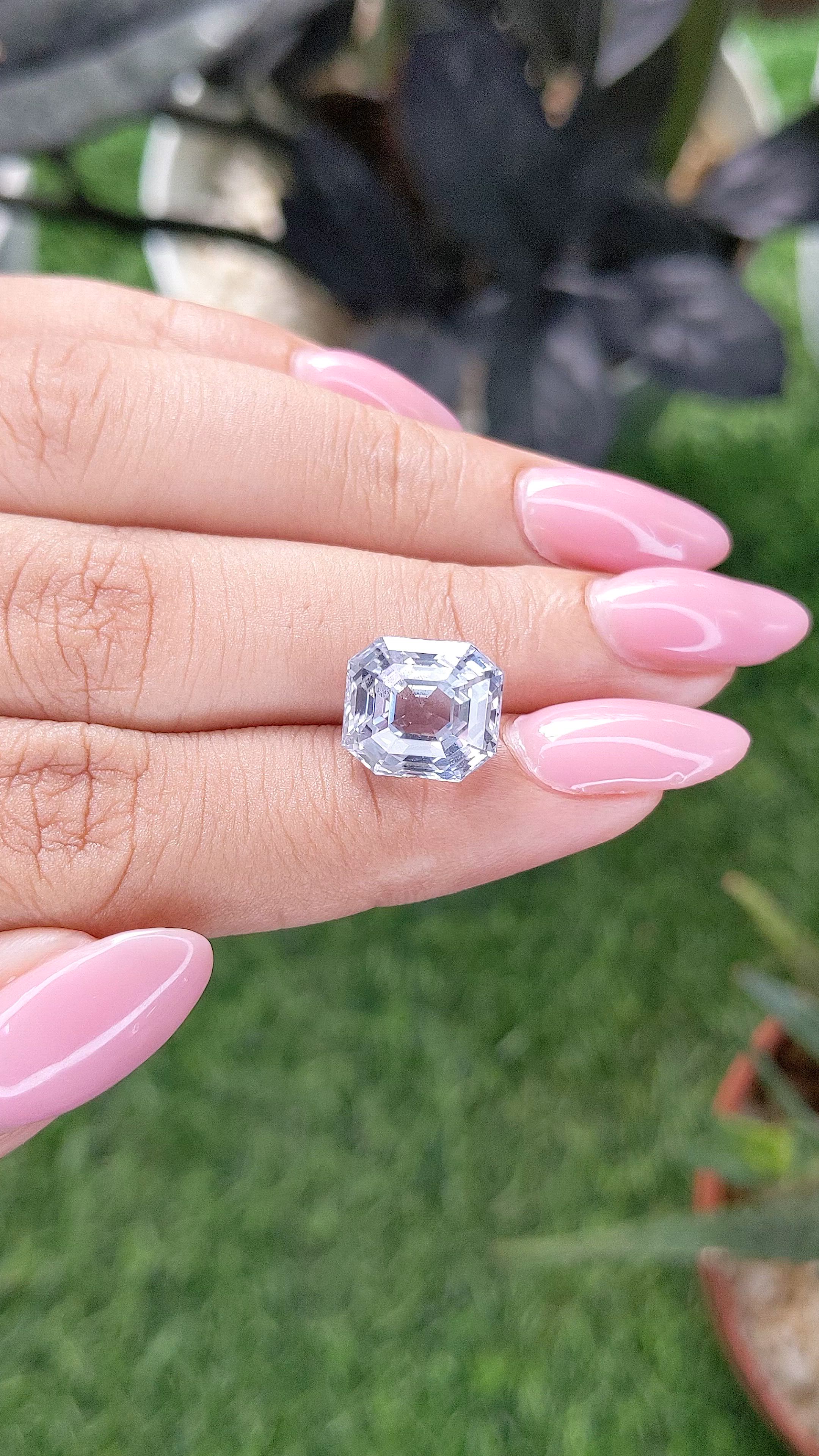 9.06 Ct. White Sapphire from Ceylon (Sri Lanka) Size Video