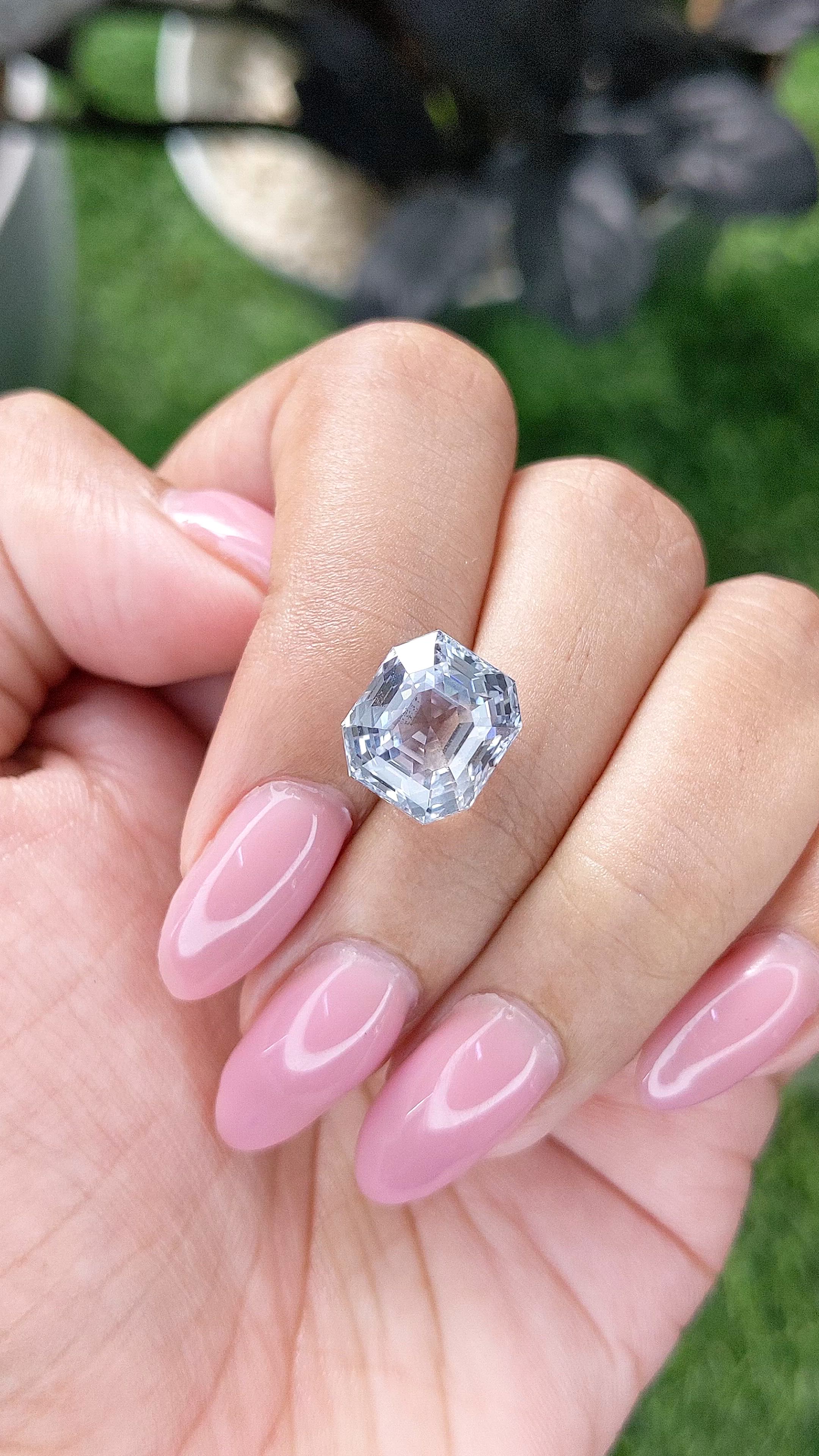 9.06 Ct. White Sapphire from Ceylon (Sri Lanka) Size Video