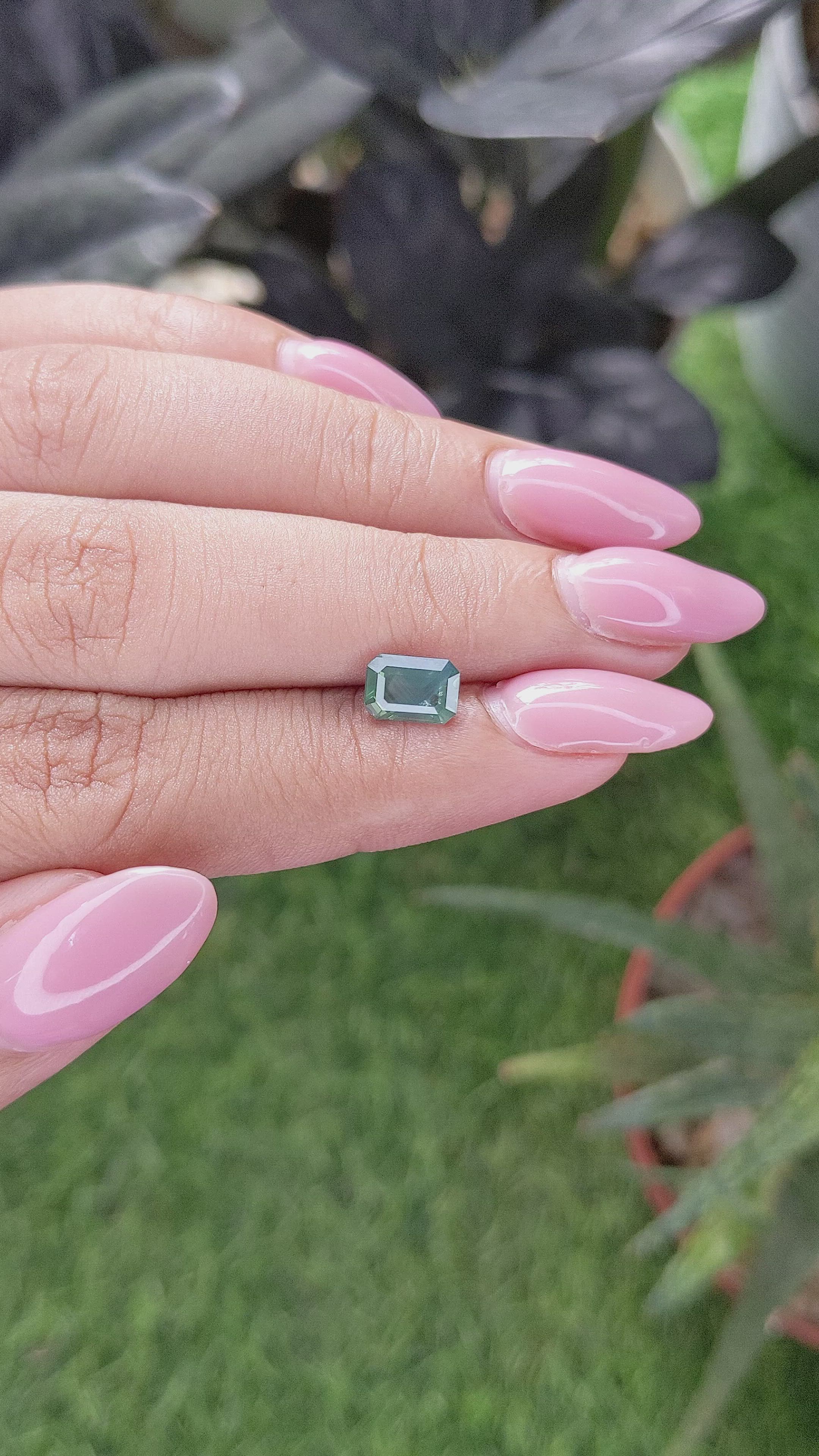 1.52 Ct. Bluish Green Sapphire from Kenya Size Video