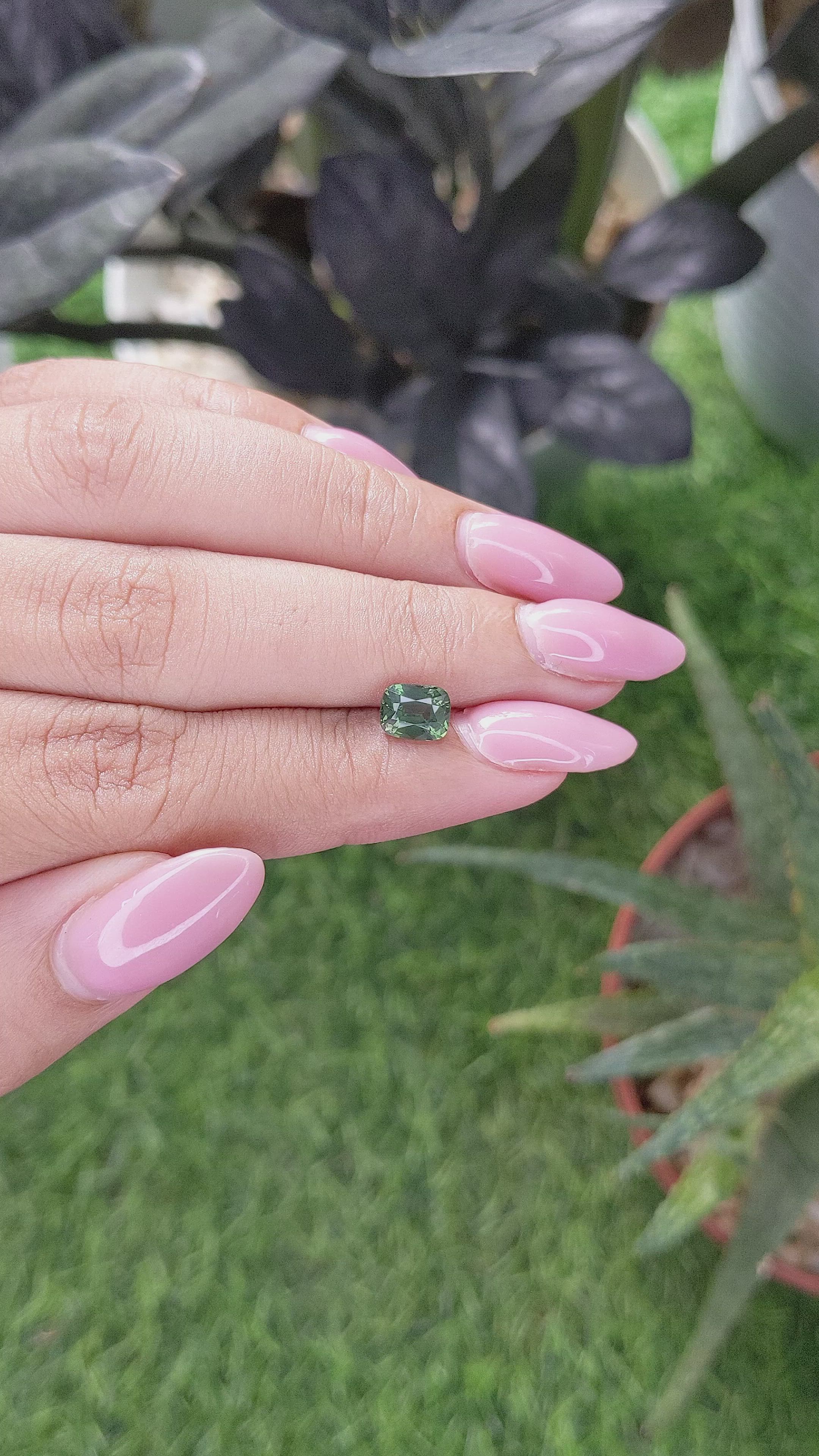 1.50 Ct. Bluish Green Sapphire from Kenya Size Video