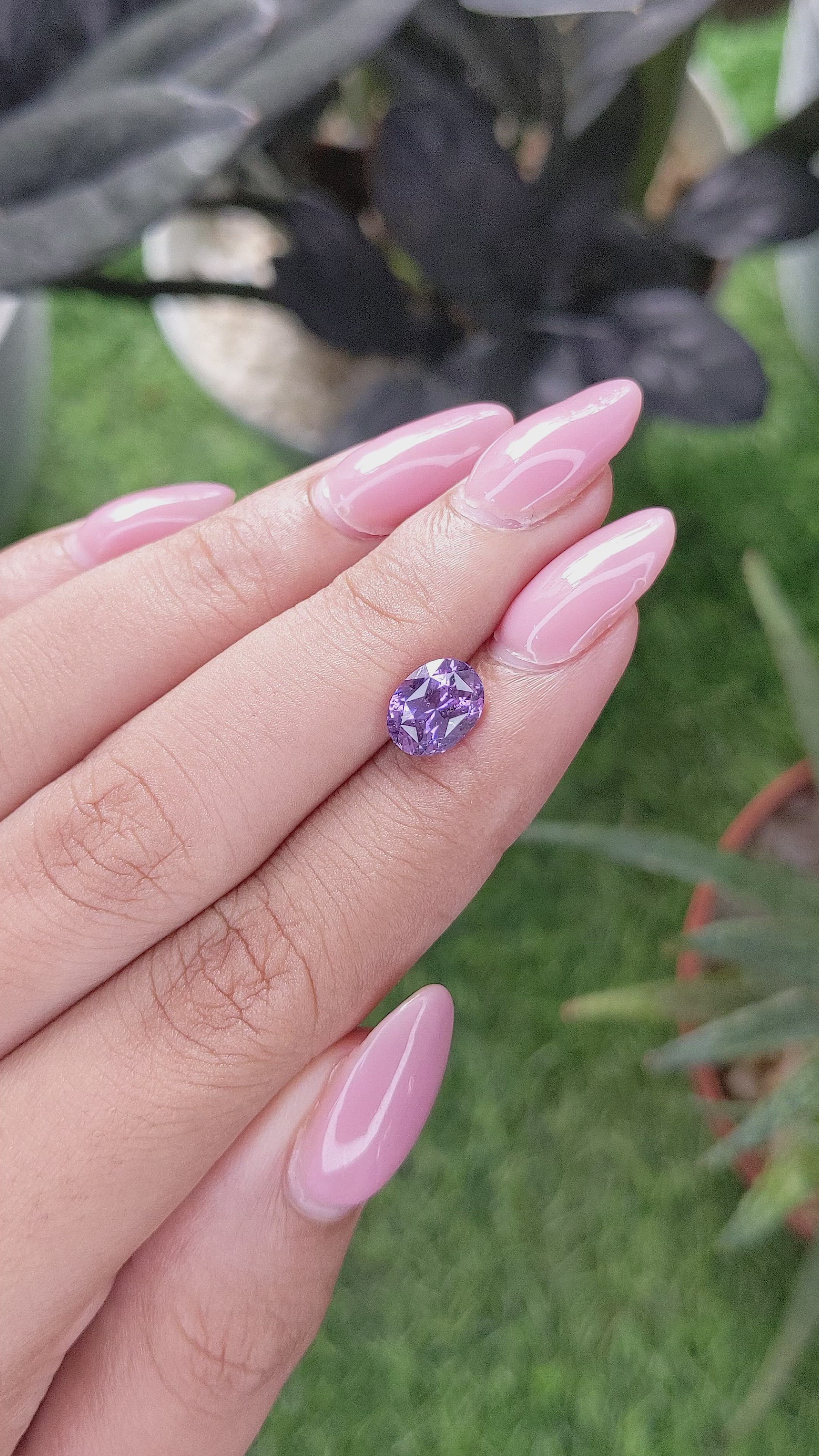 2.01 Ct. Pinkish Purple Sapphire from Ceylon (Sri Lanka) Size Video