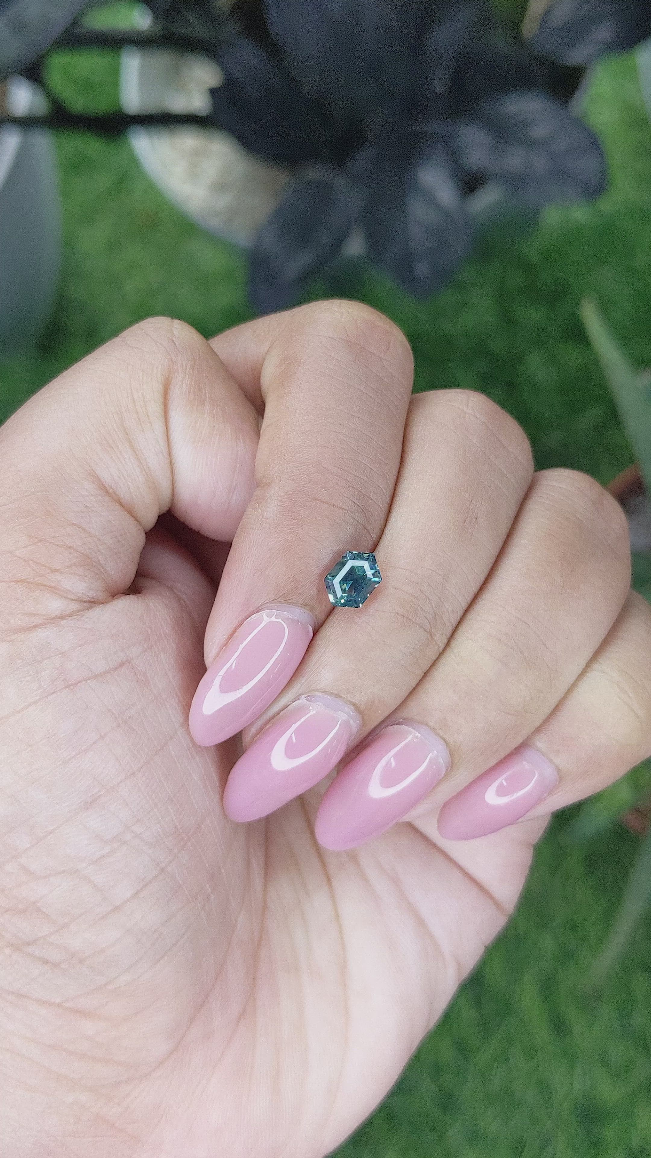 1.04 Ct. Greenish Blue Sapphire from Madagascar Size Video