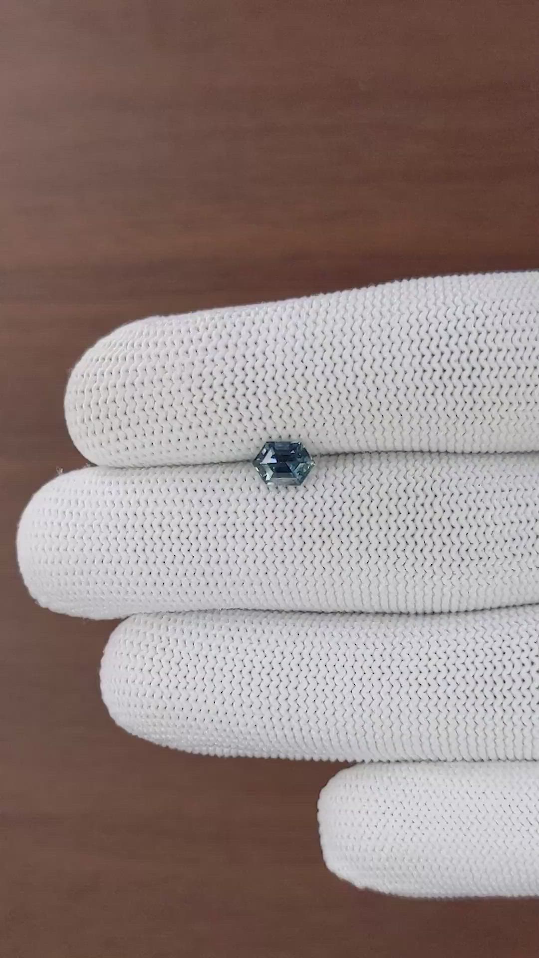 1.04 Ct. Greenish Blue Sapphire from Madagascar Size Video