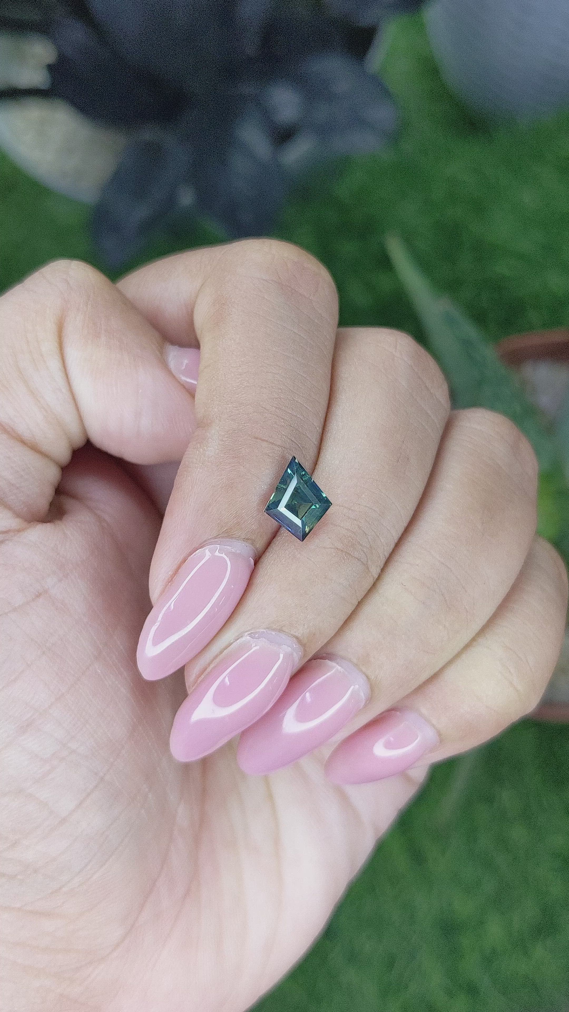 1.62 Ct. Bluish Green Sapphire from Madagascar Size Video