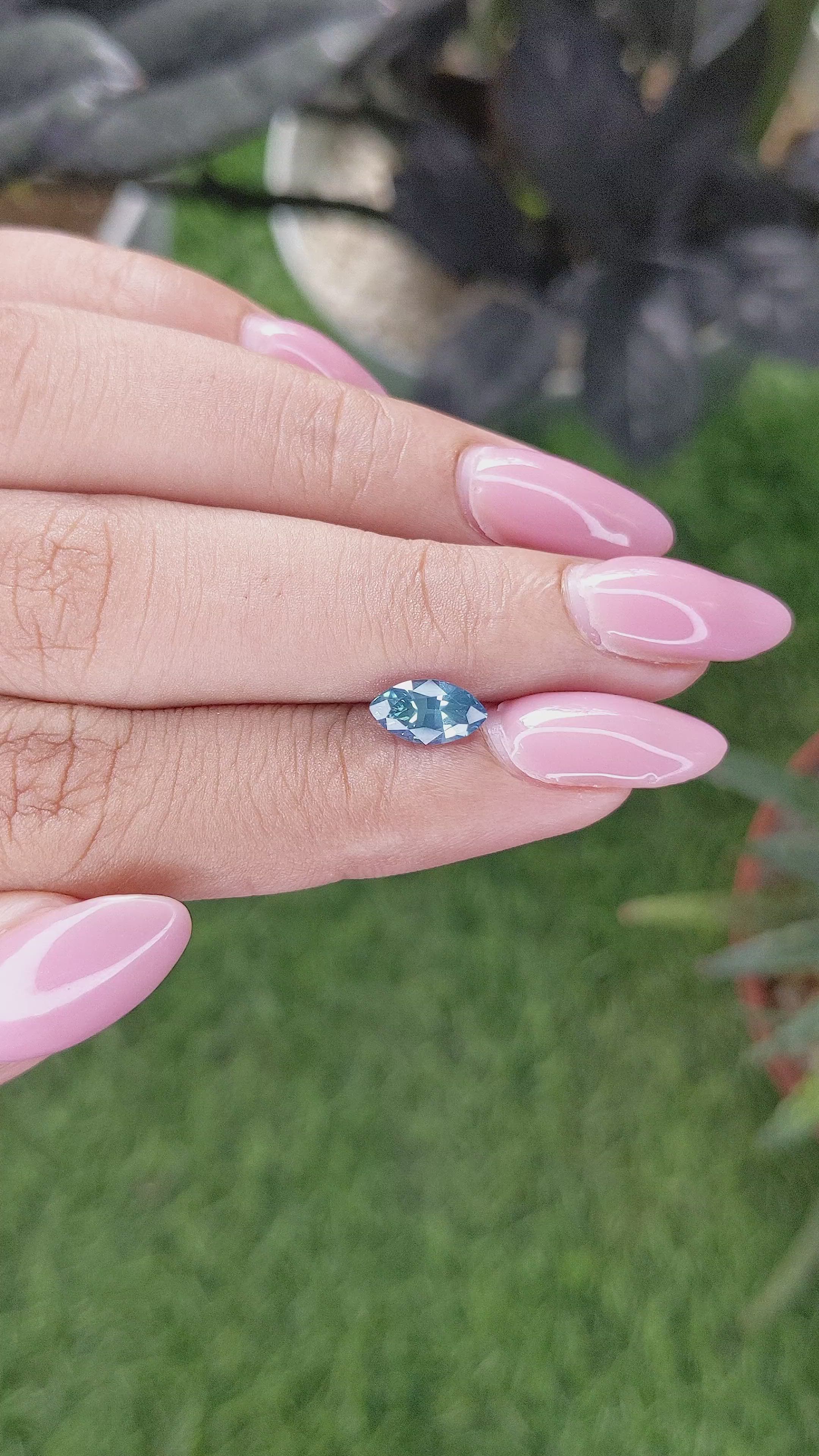 1.08 Ct. Greenish Blue Sapphire from Kenya Size Video