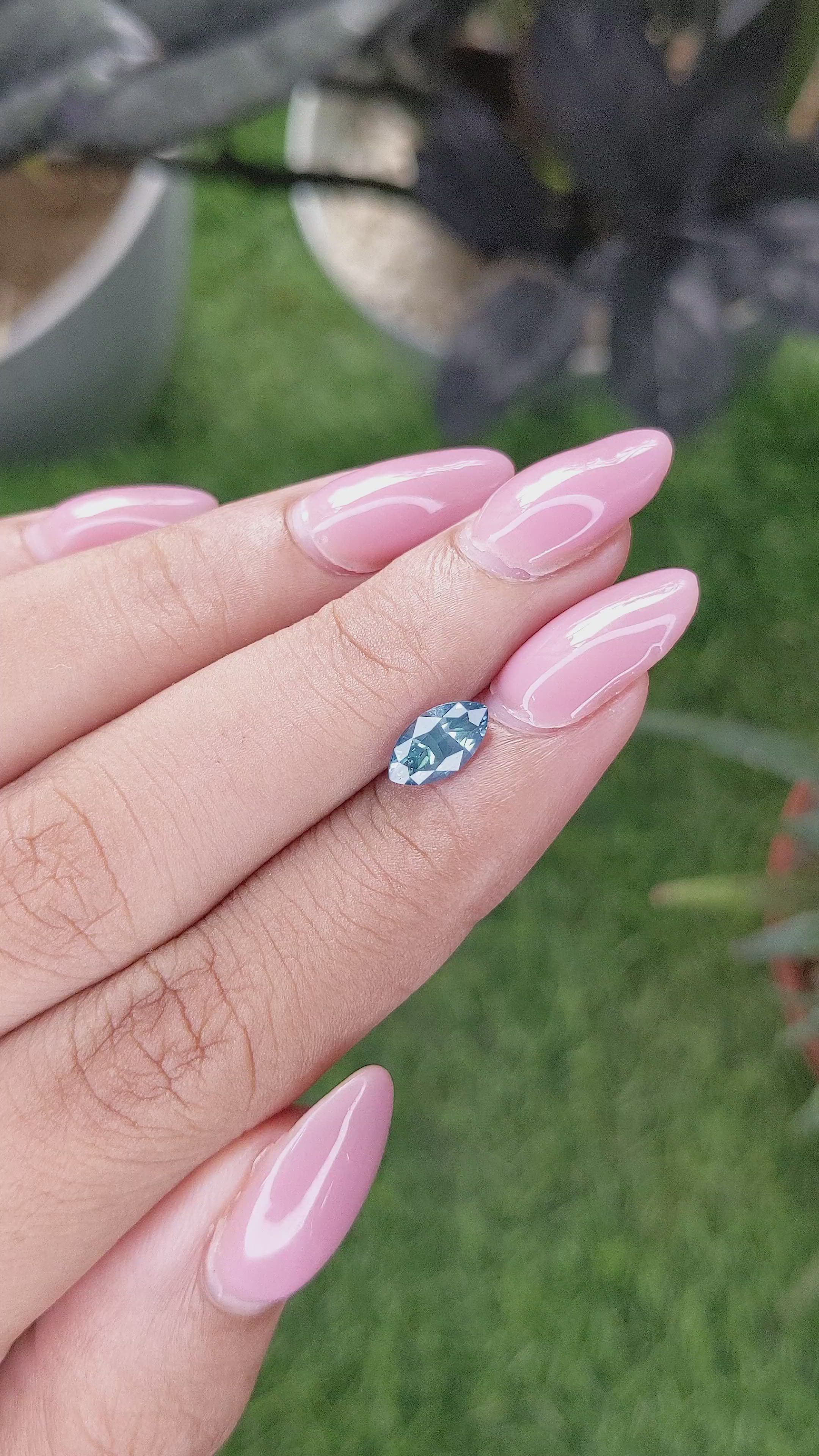 1.08 Ct. Greenish Blue Sapphire from Kenya Size Video