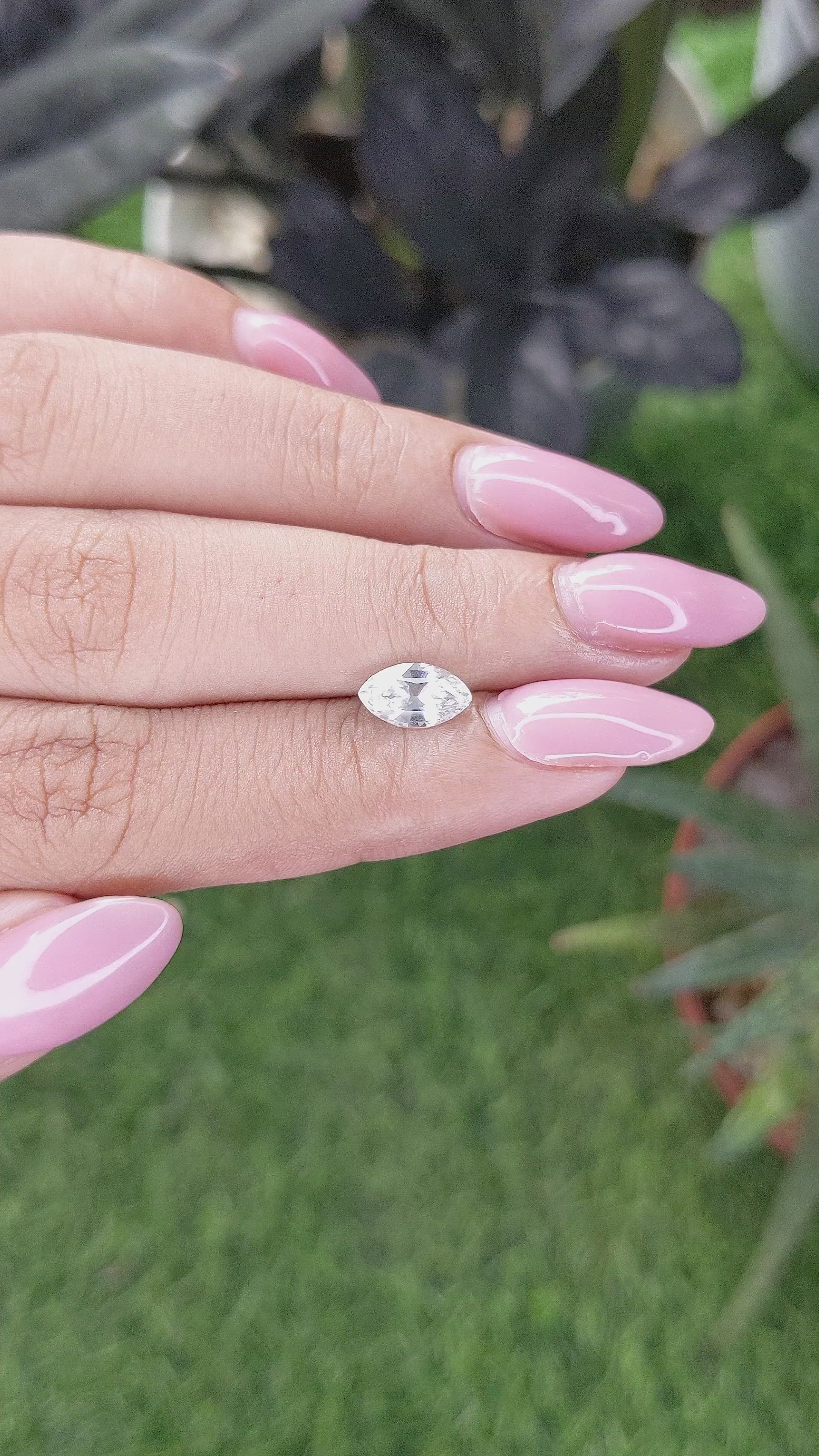 1.23 Ct. White Sapphire from Ceylon (Sri Lanka) Size Video