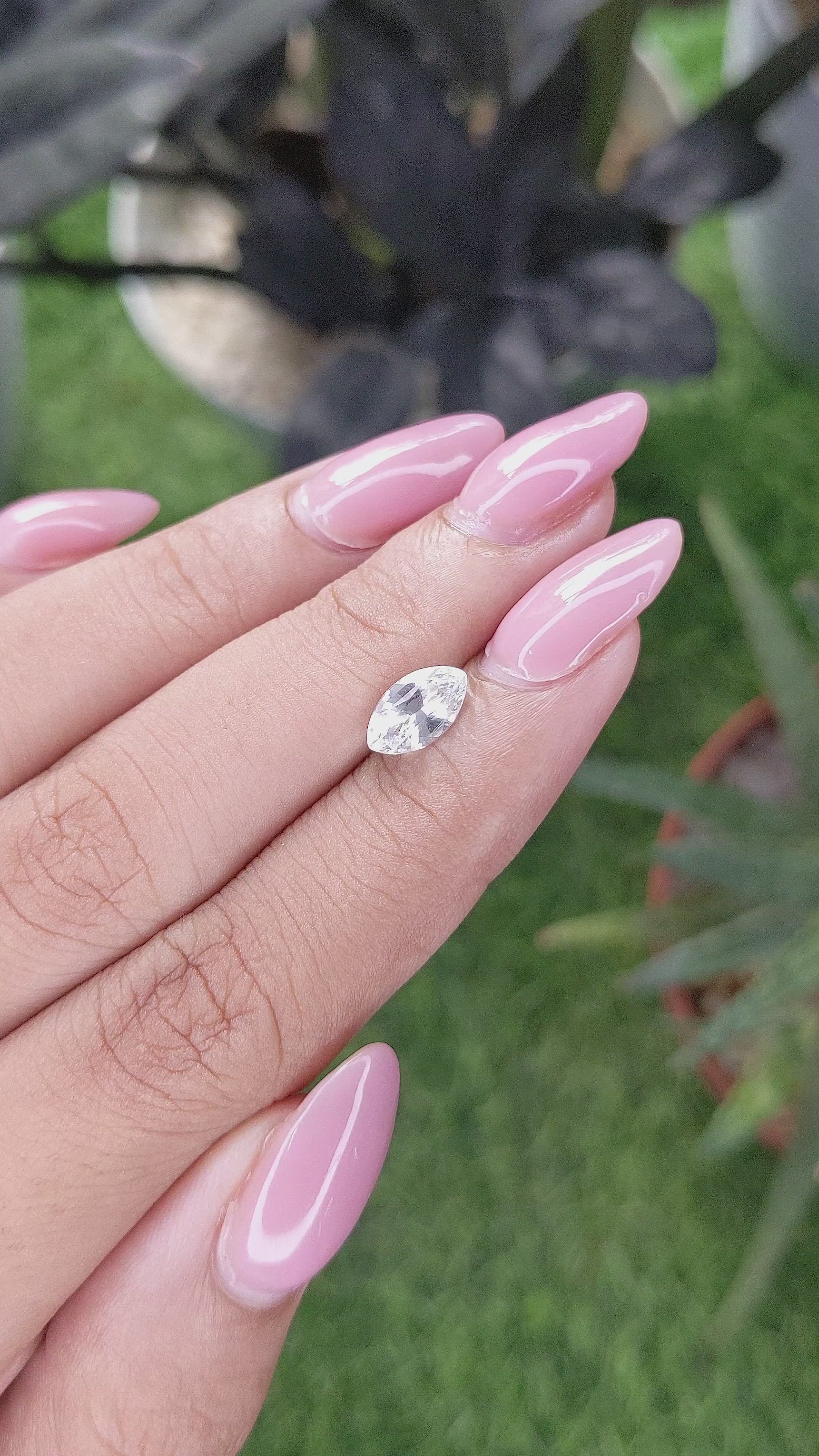 1.23 Ct. White Sapphire from Ceylon (Sri Lanka) Size Video