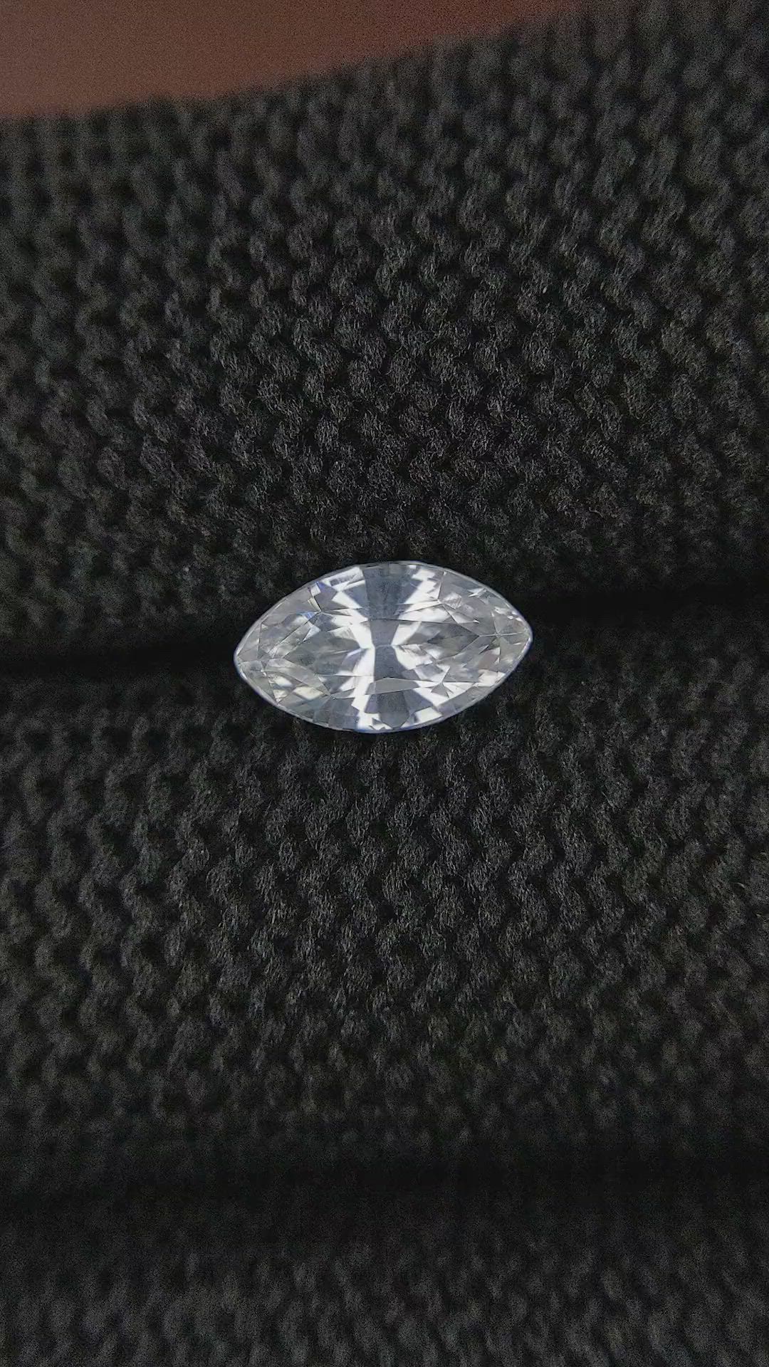 1.23 Ct. White Sapphire from Ceylon (Sri Lanka) Size Video