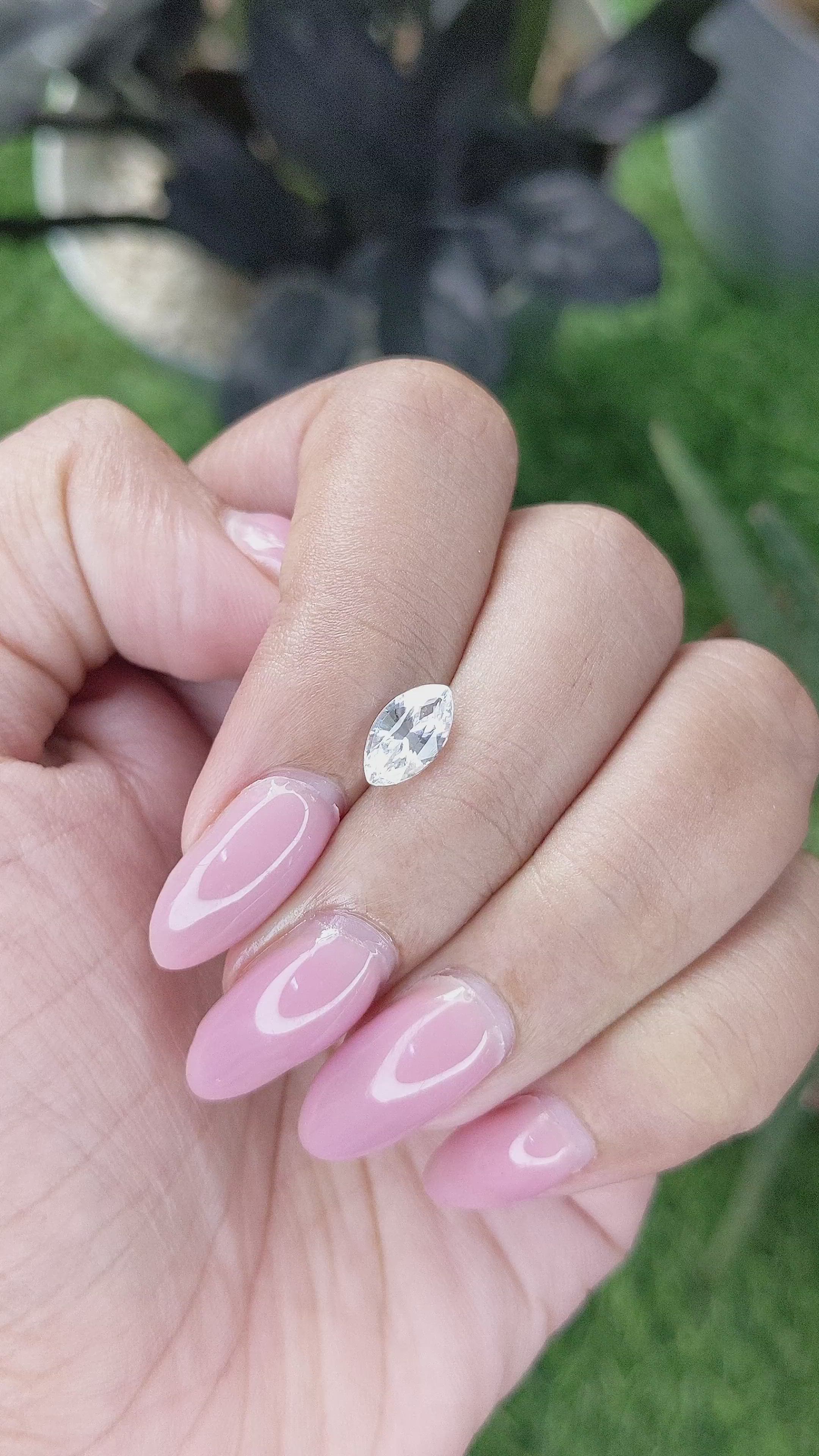 1.23 Ct. White Sapphire from Ceylon (Sri Lanka) Size Video