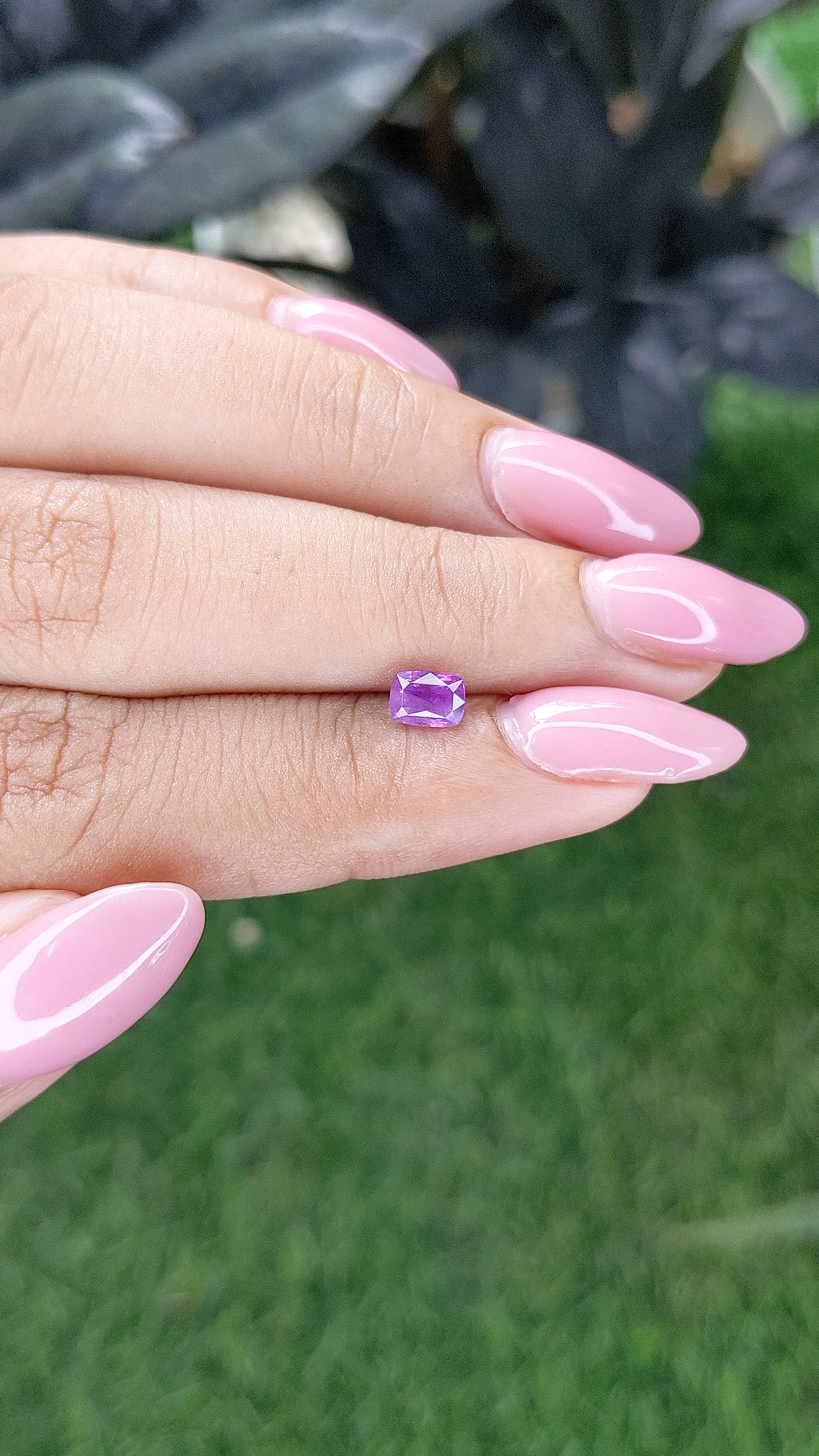 0.69 Ct. Purplish Pink Sapphire from Ceylon (Sri Lanka) Size Video
