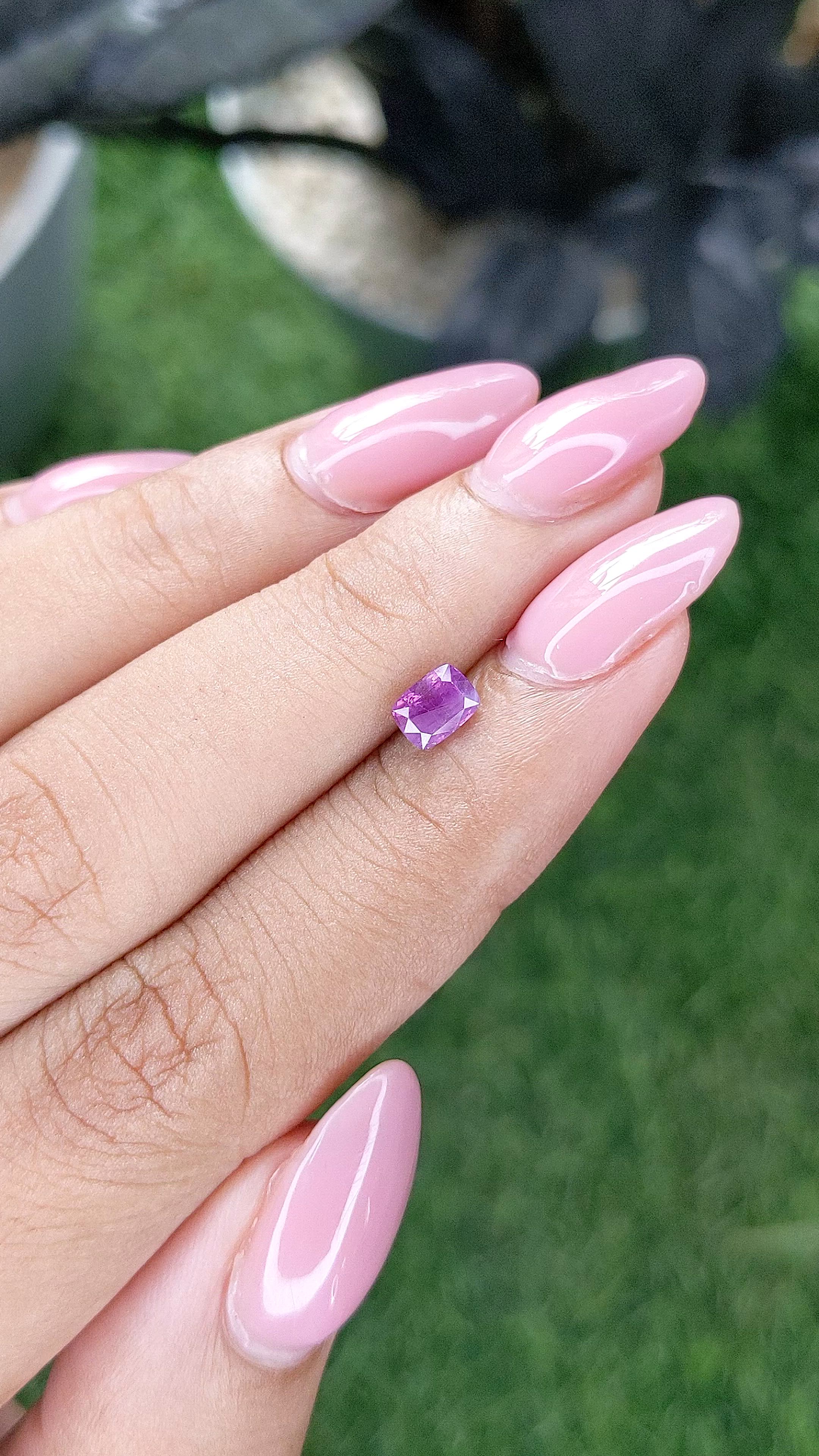 0.69 Ct. Purplish Pink Sapphire from Ceylon (Sri Lanka) Size Video