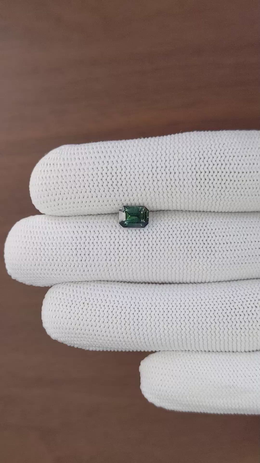 1.38 Ct. Bluish Green Sapphire from Madagascar Size Video