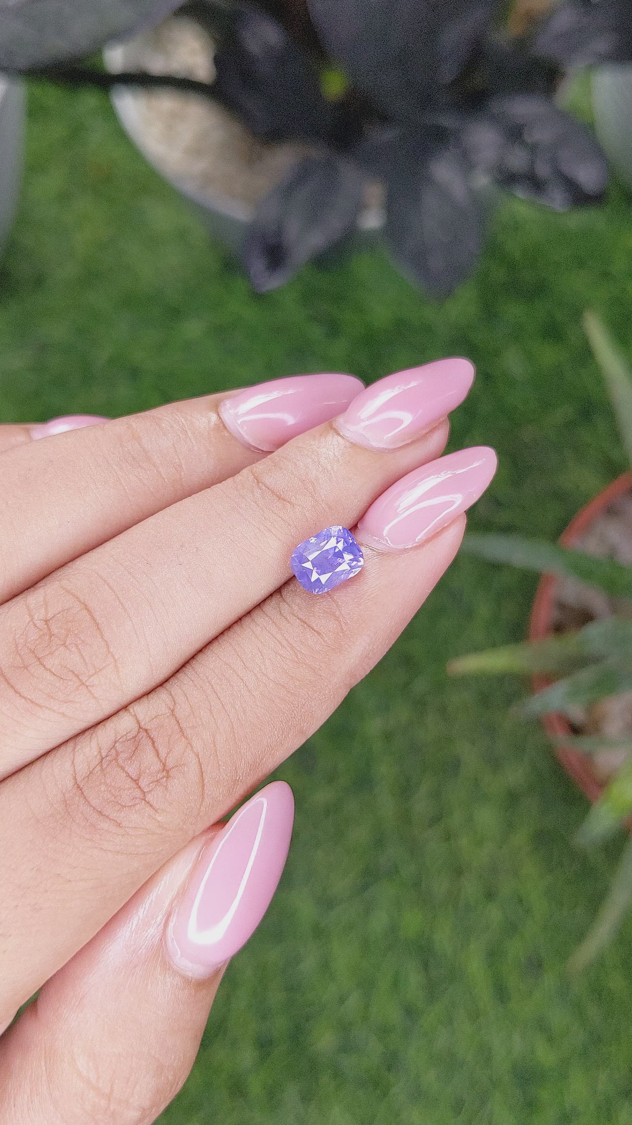 2.16 Ct. Pinkish Purple Opalescence Sapphire from Ceylon (Sri Lanka) Size Video