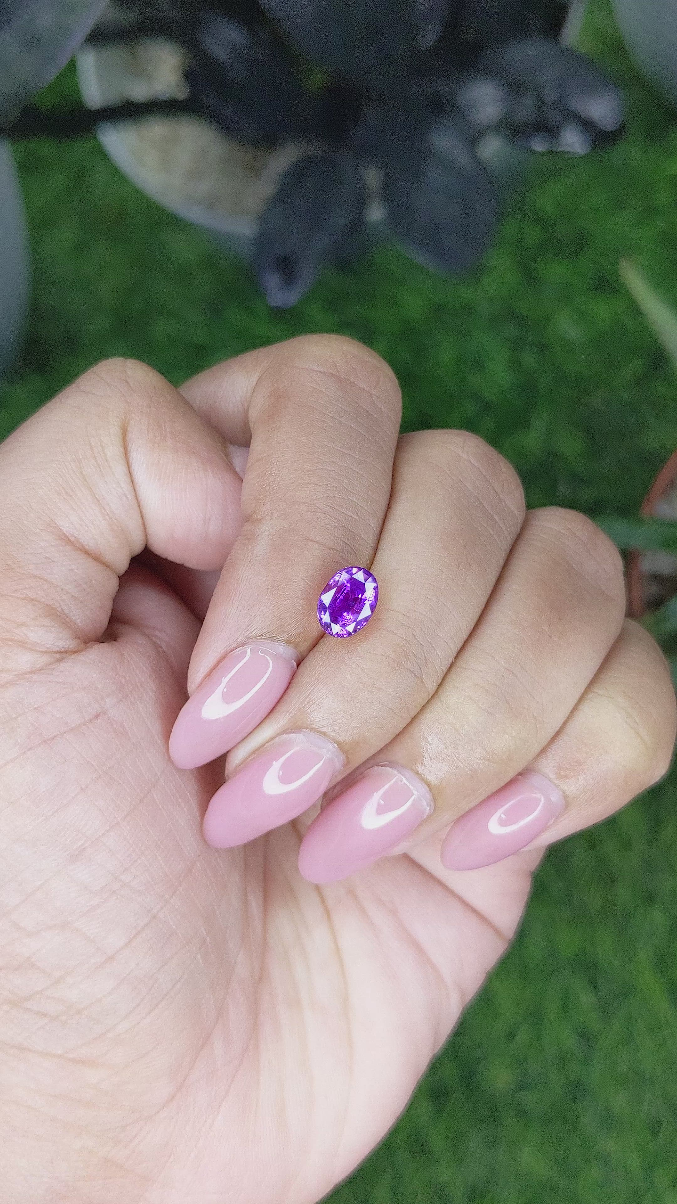 2.01 Ct. Pinkish Purple Sapphire from Ceylon (Sri Lanka) Size Video