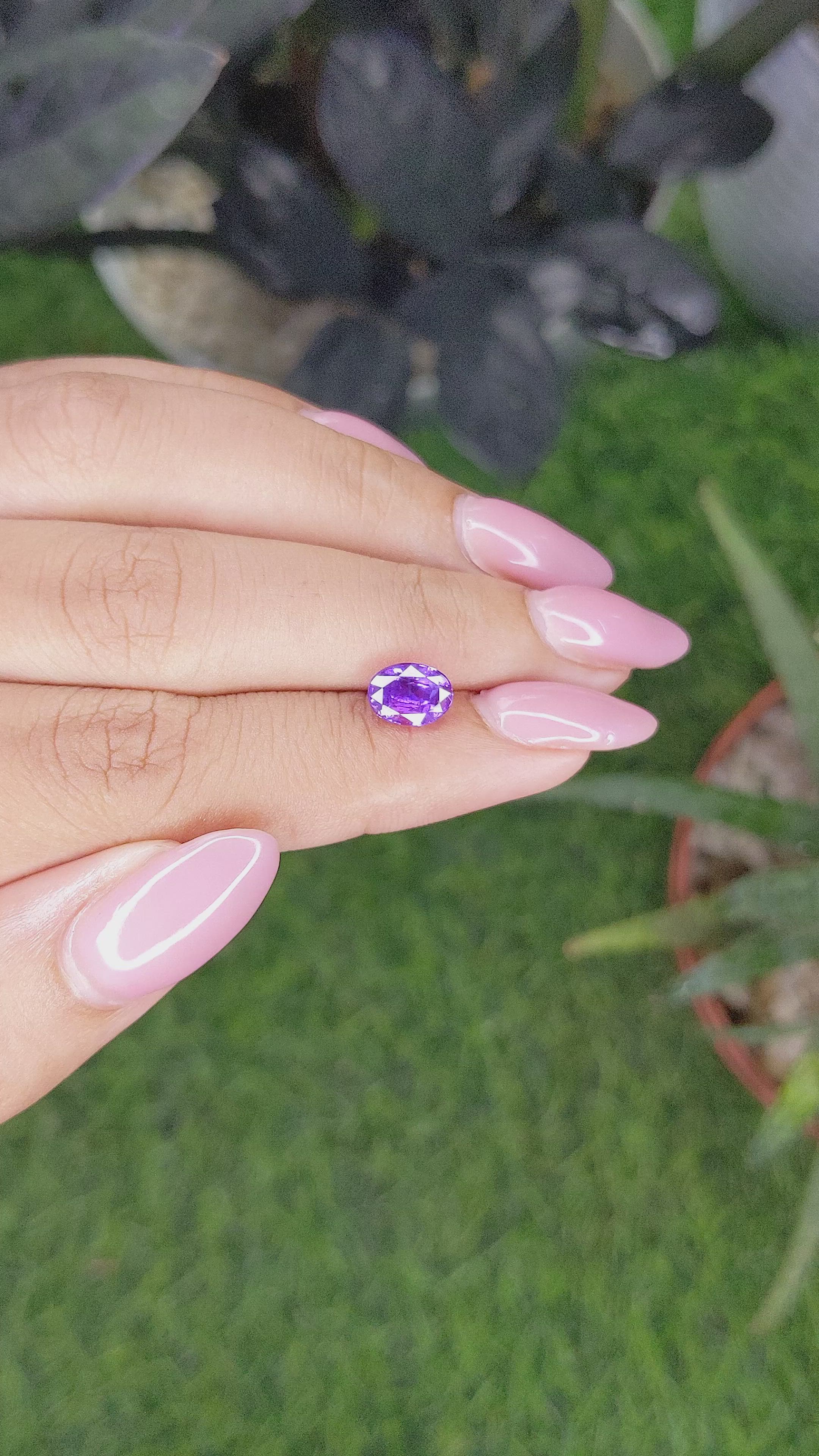 2.01 Ct. Pinkish Purple Sapphire from Ceylon (Sri Lanka) Size Video