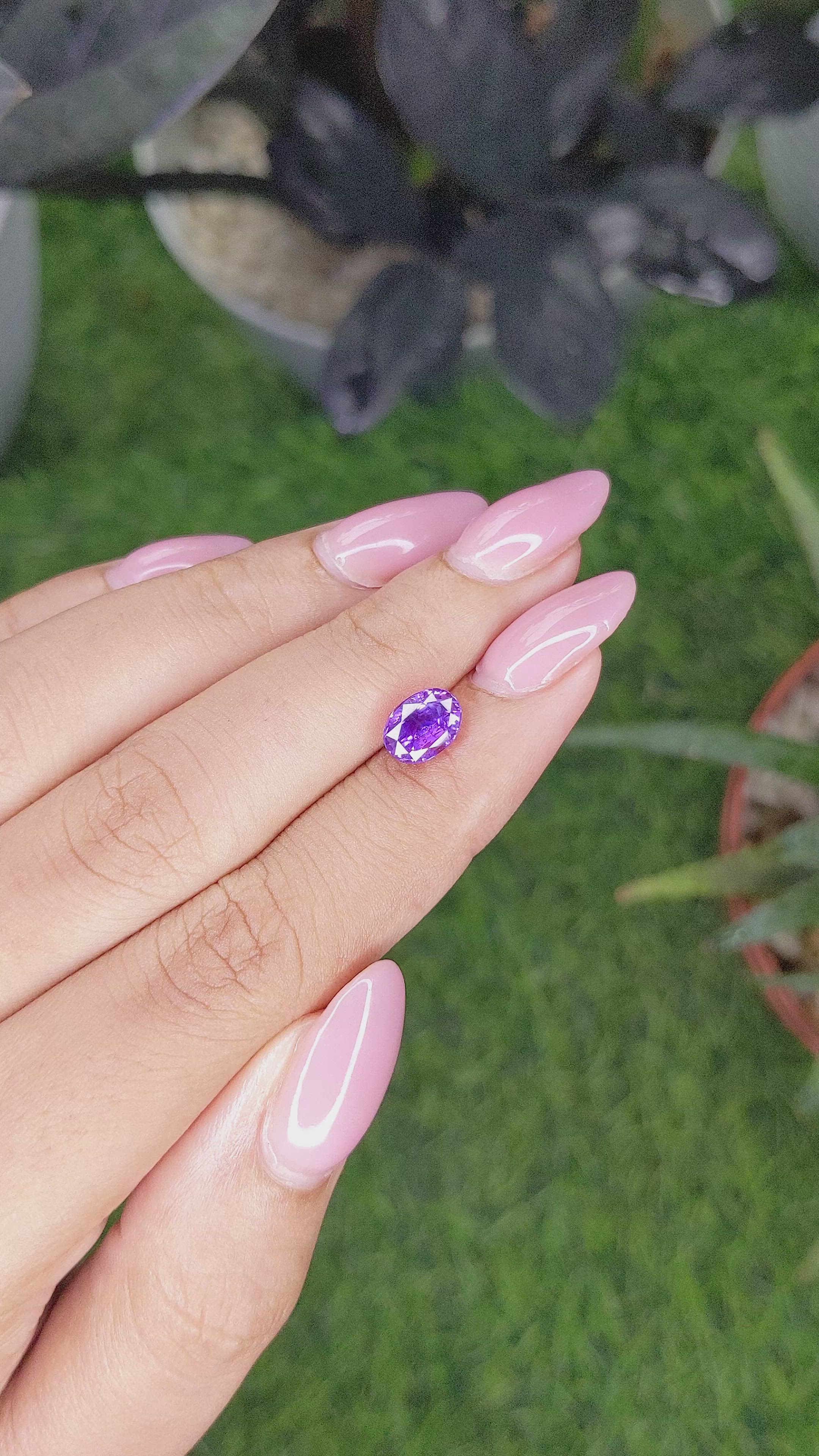 2.01 Ct. Pinkish Purple Sapphire from Ceylon (Sri Lanka) Size Video