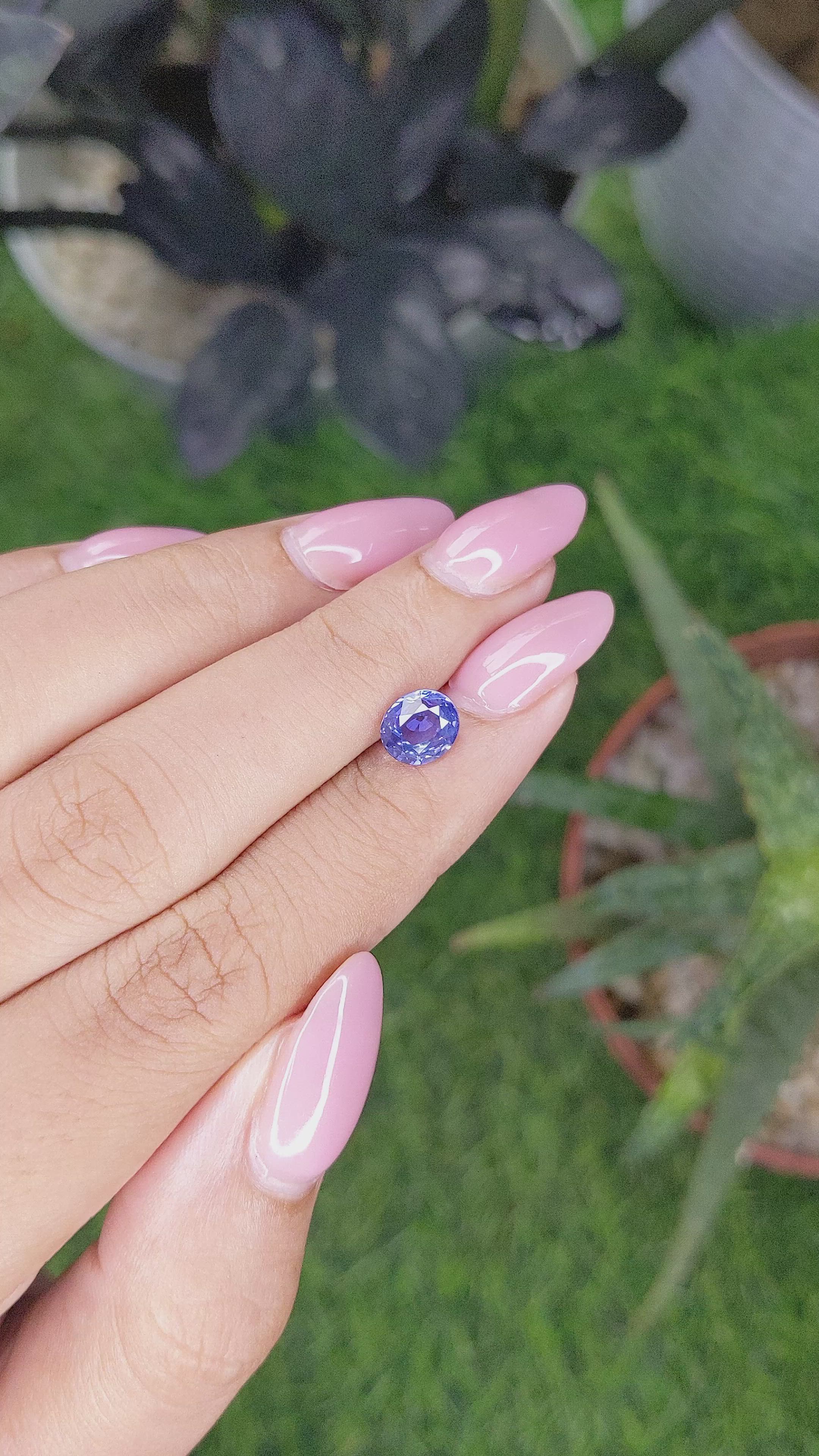 1.61 Ct. Bluish Purple Sapphire from Ceylon (Sri Lanka) Size Video