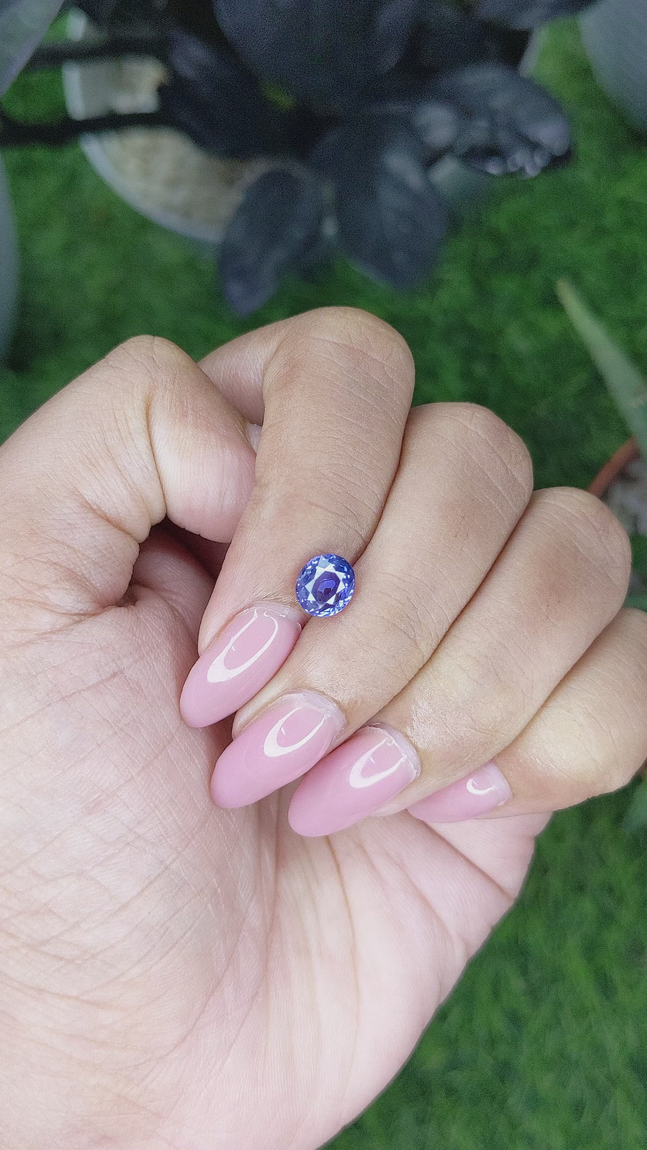 1.61 Ct. Bluish Purple Sapphire from Ceylon (Sri Lanka) Size Video