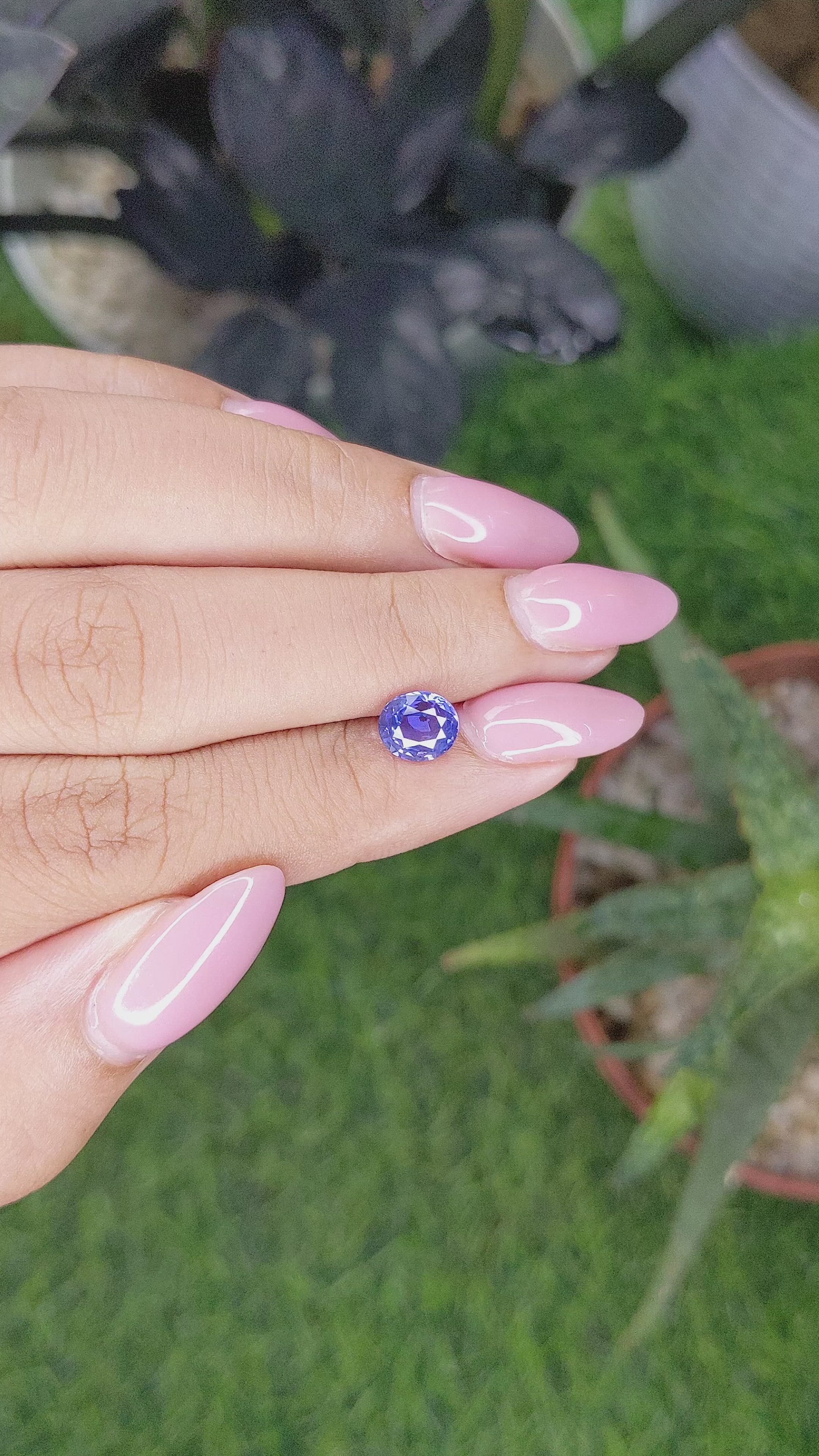 1.61 Ct. Bluish Purple Sapphire from Ceylon (Sri Lanka) Size Video