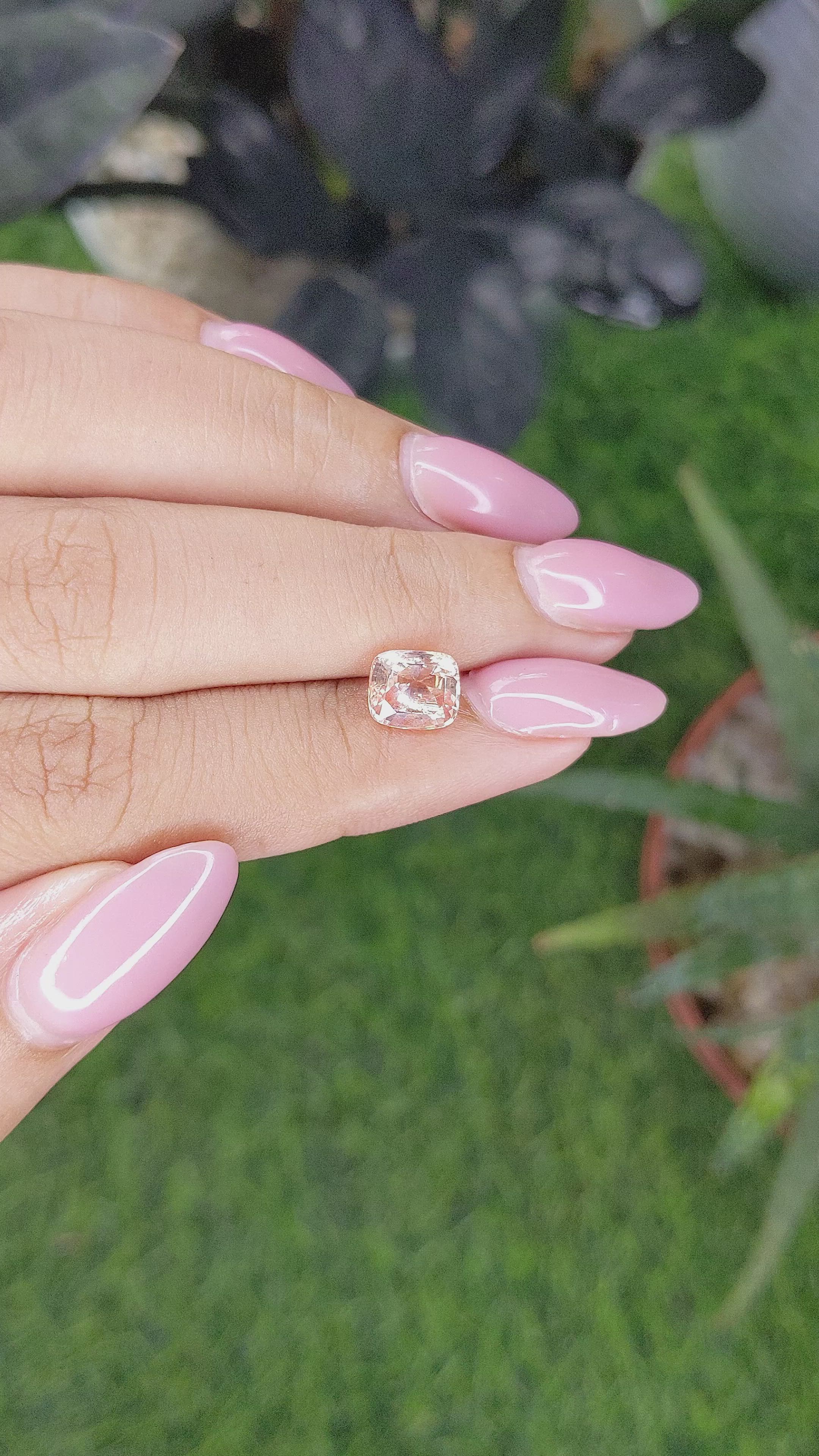 2.09 Ct. Peach Sapphire from Ceylon (Sri Lanka) Size Video
