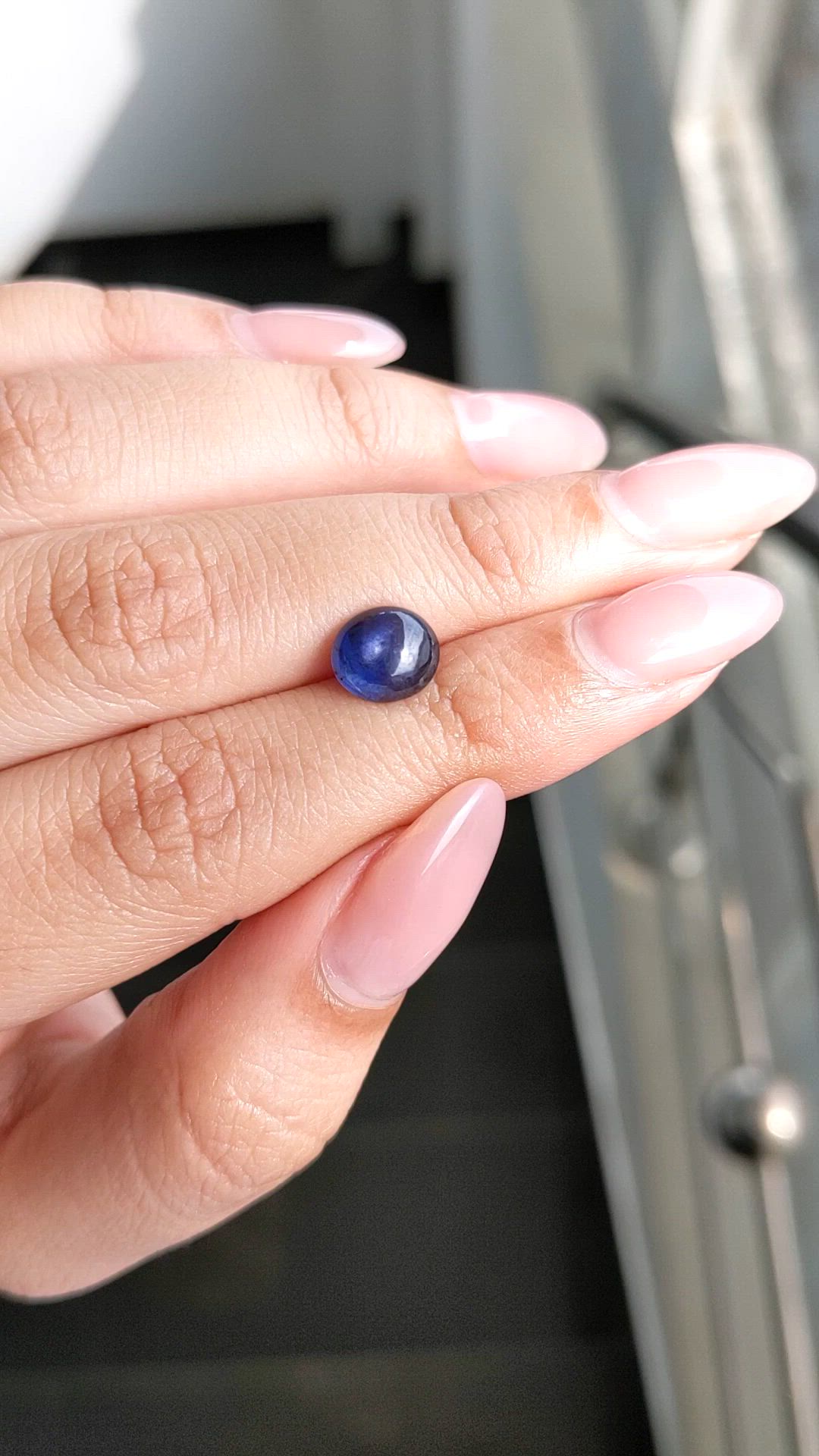 2.82 Ct. Purplish Blue Cabochon Star Sapphire from Ceylon (Sri Lanka) Size Video