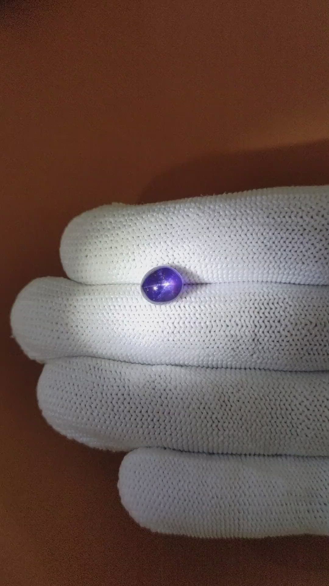 2.82 Ct. Purplish Blue Cabochon Star Sapphire from Ceylon (Sri Lanka) Size Video