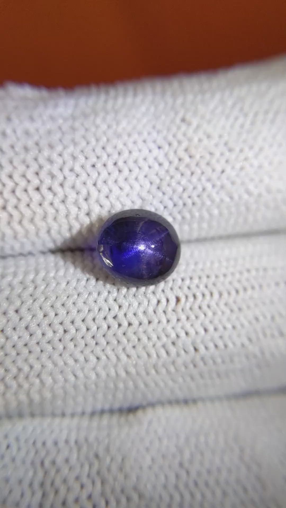 2.82 Ct. Purplish Blue Cabochon Star Sapphire from Ceylon (Sri Lanka) Size Video
