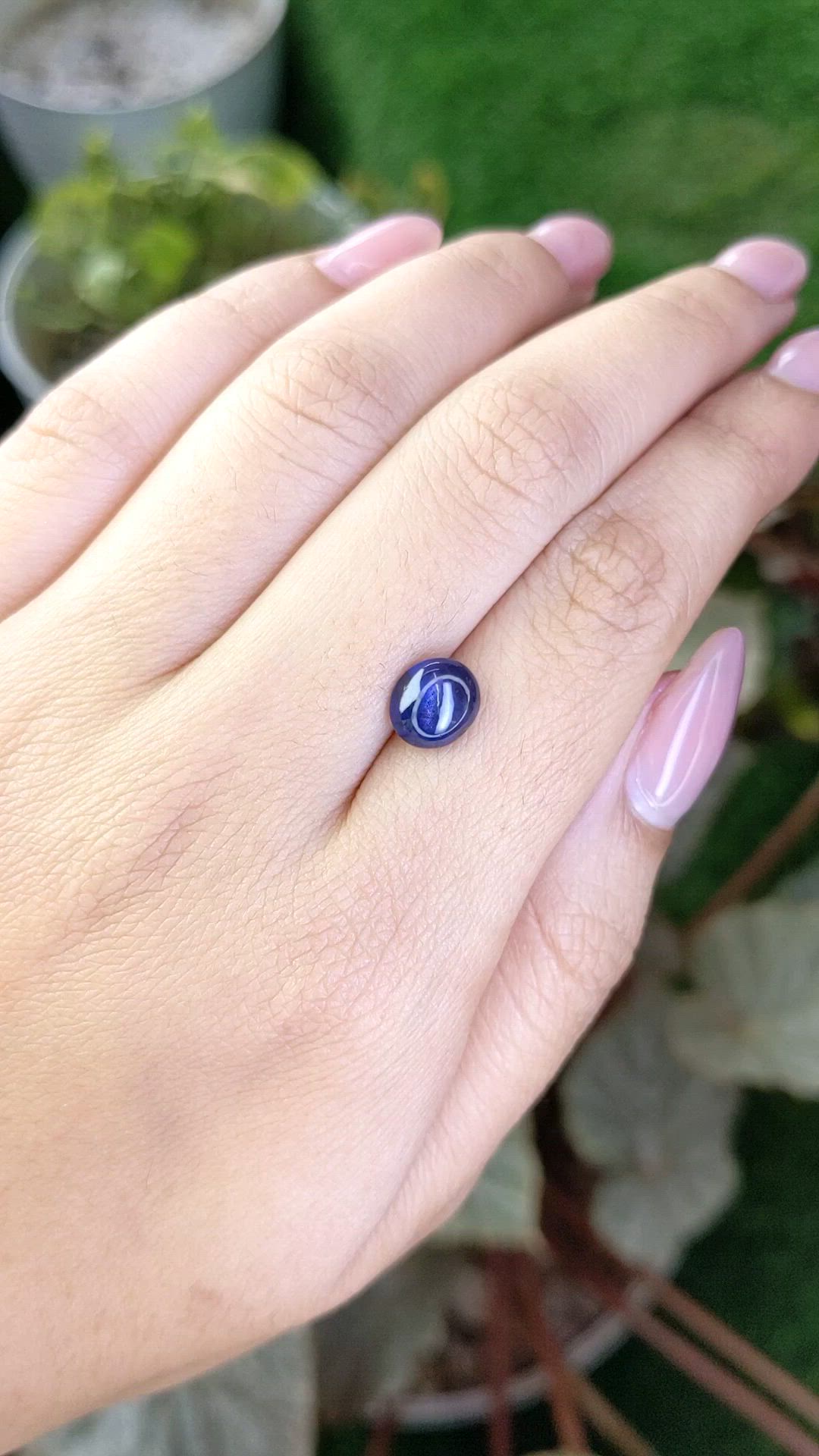 2.82 Ct. Purplish Blue Cabochon Star Sapphire from Ceylon (Sri Lanka) Size Video