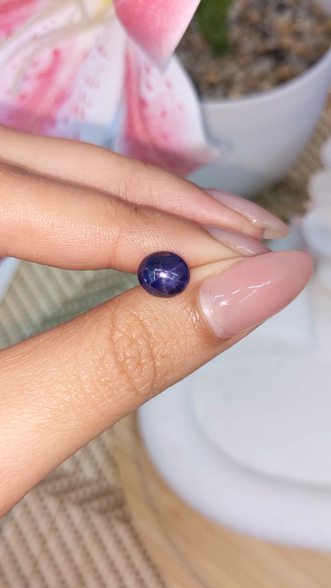 2.82 Ct. Purplish Blue Cabochon Star Sapphire from Ceylon (Sri Lanka) Size Video