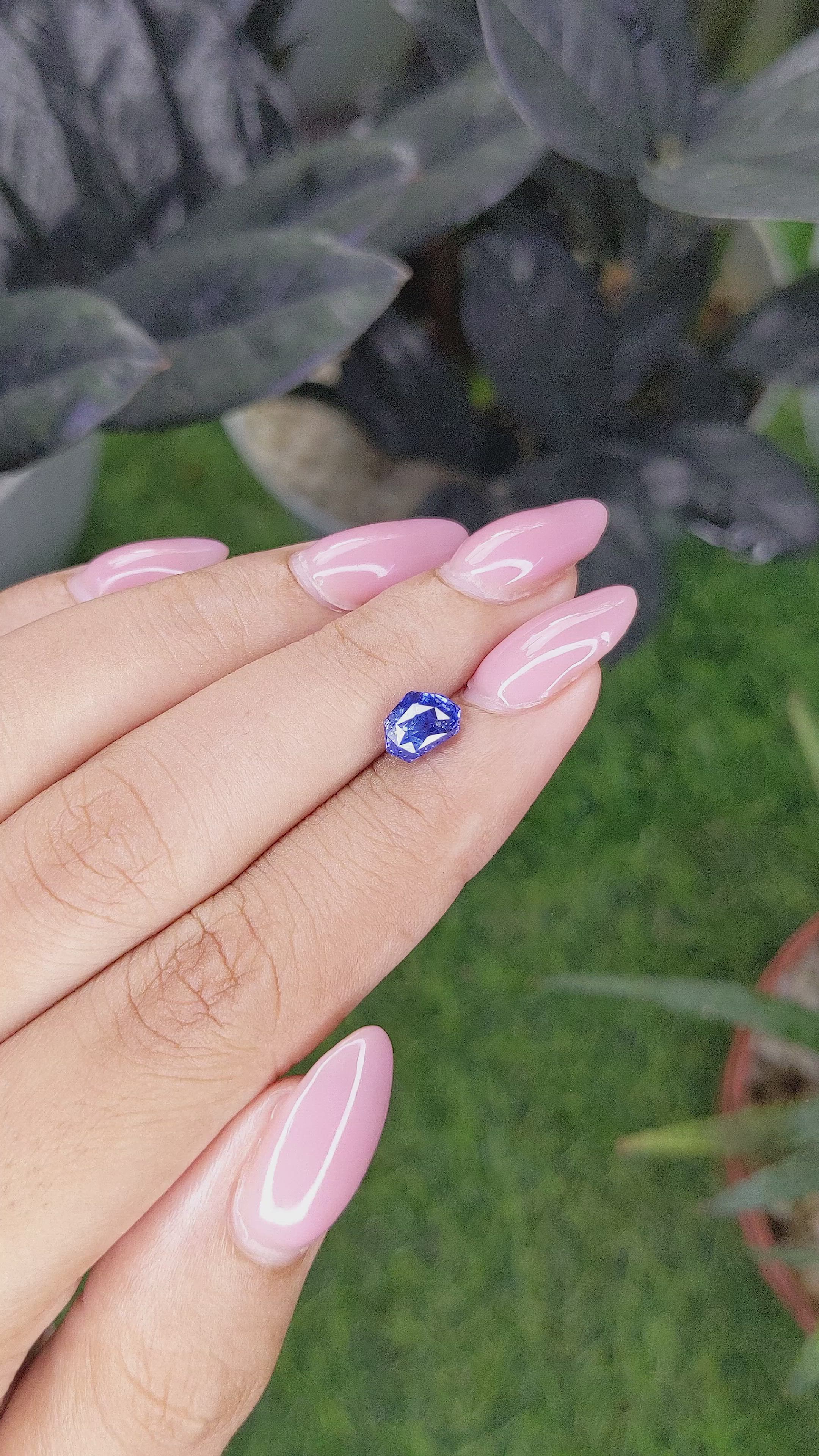 1.50 Ct. Purplish Blue Sapphire from Ceylon (Sri Lanka) Size Video