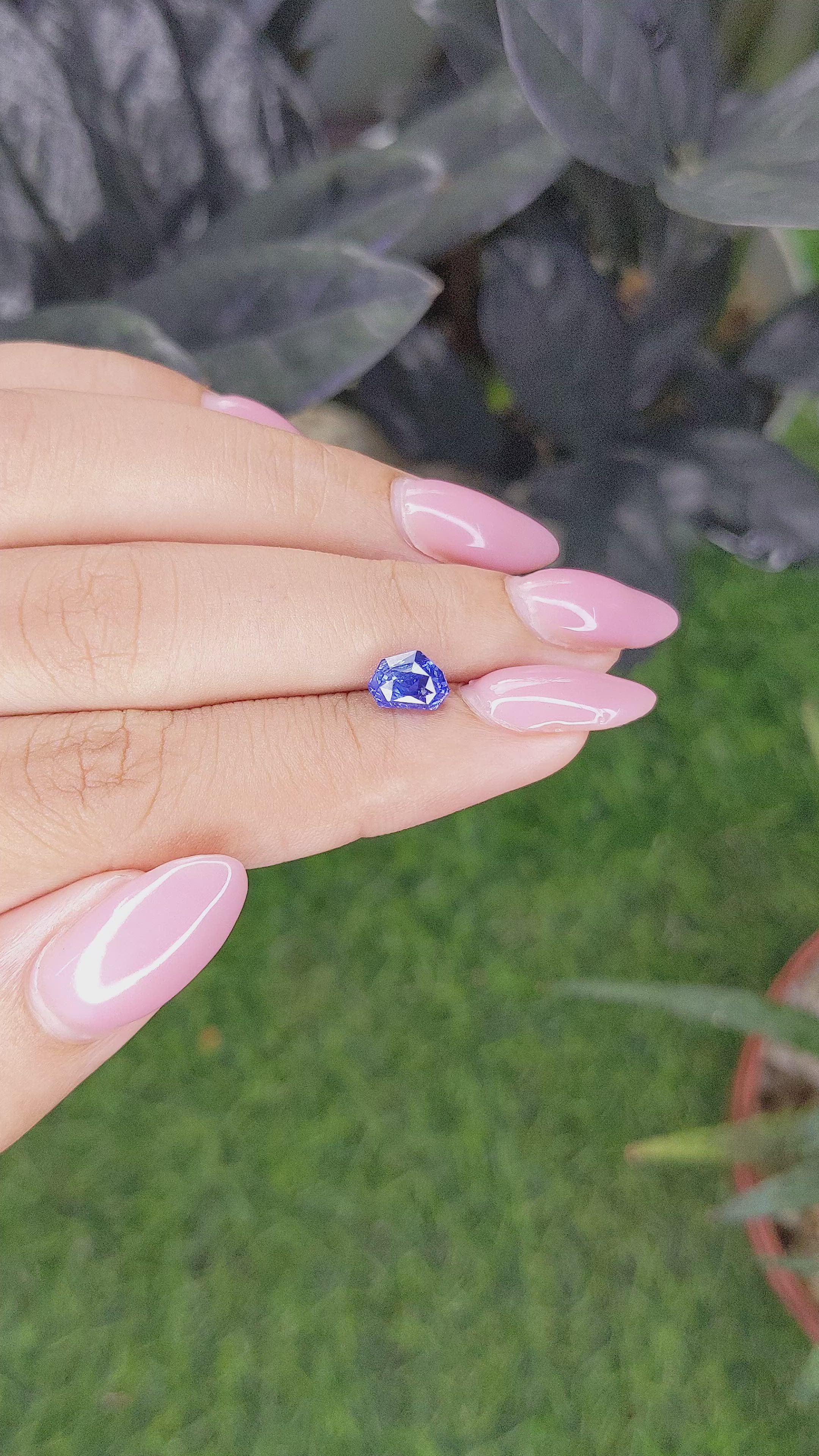 1.50 Ct. Purplish Blue Sapphire from Ceylon (Sri Lanka) Size Video