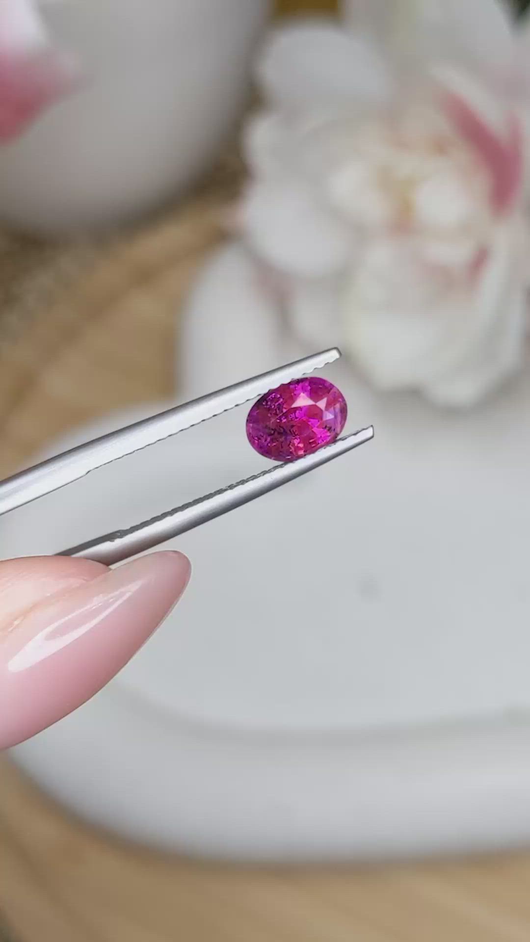 1.30 Ct. Reddish Pink Sapphire from Ceylon (Sri Lanka) Size Video