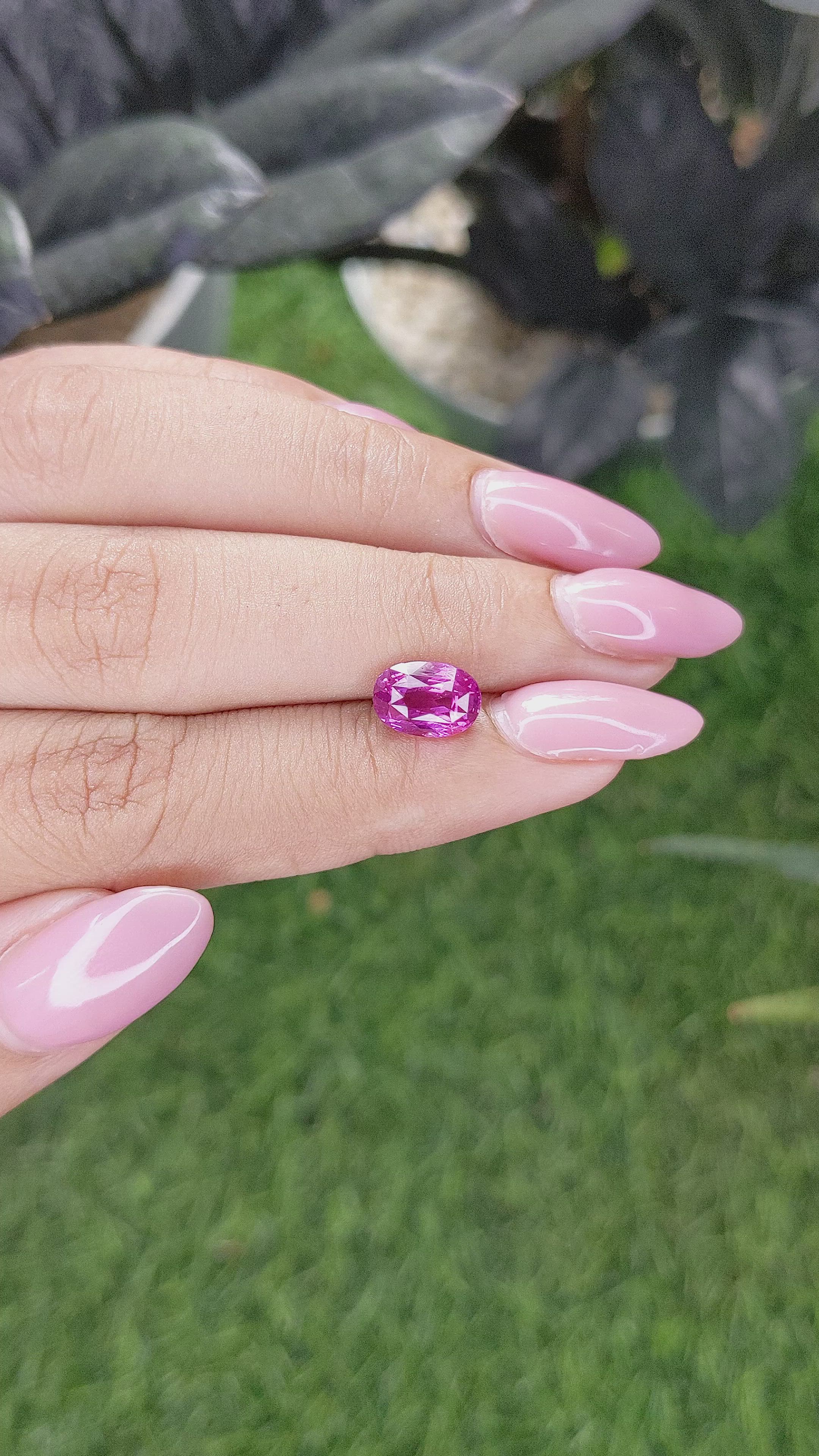 2.54 Ct. Purplish Pink Sapphire from Ceylon (Sri Lanka) Size Video