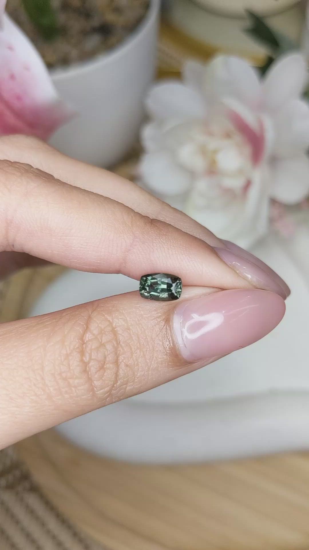 1.04 Ct. Bluish Green Sapphire from Ceylon (Sri Lanka) Size Video