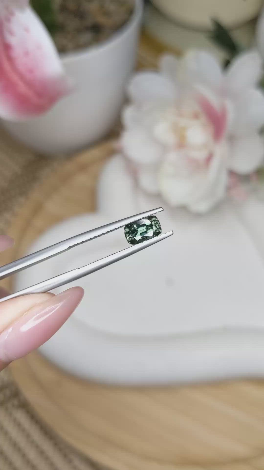 1.04 Ct. Bluish Green Sapphire from Ceylon (Sri Lanka) Size Video