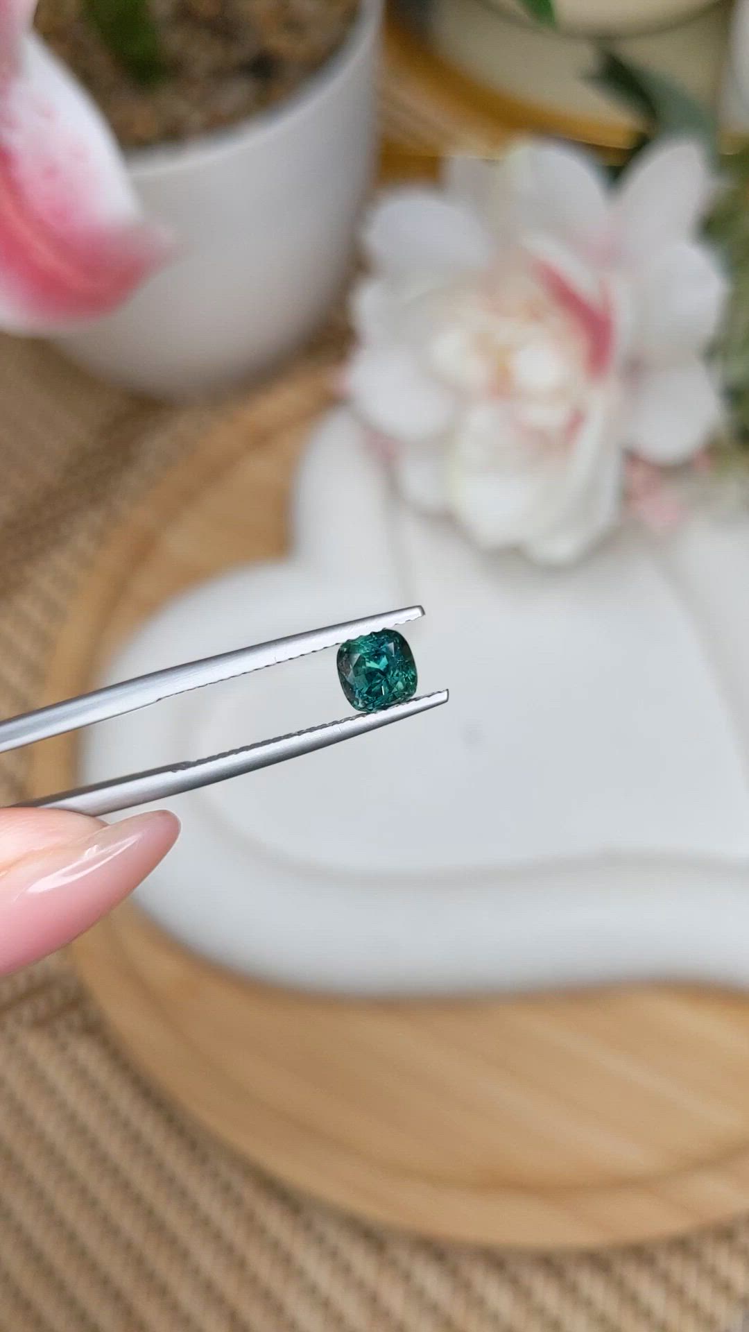 1.15 Ct. Bluish Green Sapphire from Ceylon (Sri Lanka) Size Video