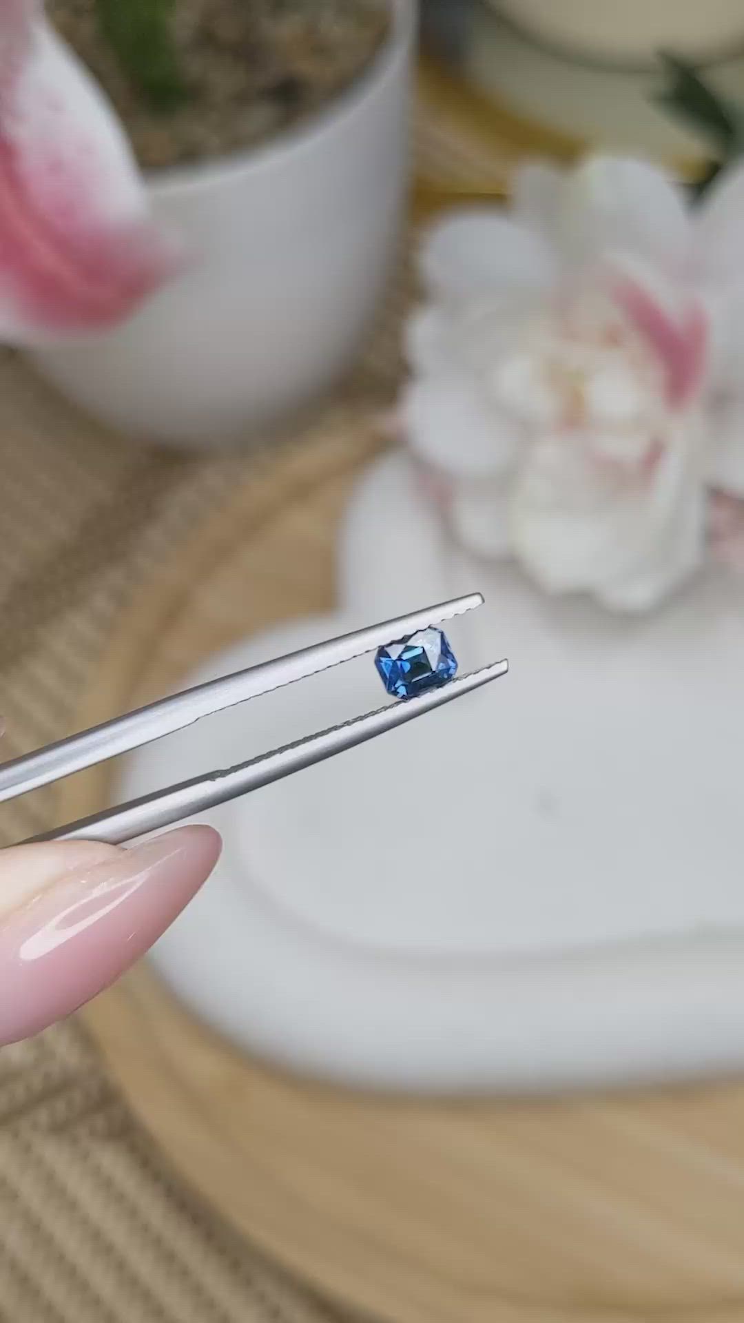0.56 Ct. Greenish Blue Sapphire from Madagascar Size Video