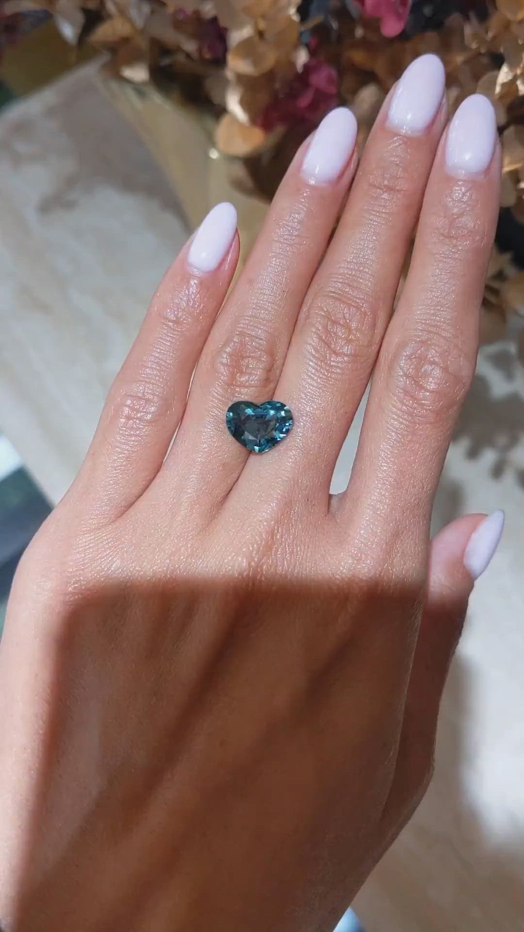 5.06 Ct. Bluish Green Sapphire from Madagascar Size Video