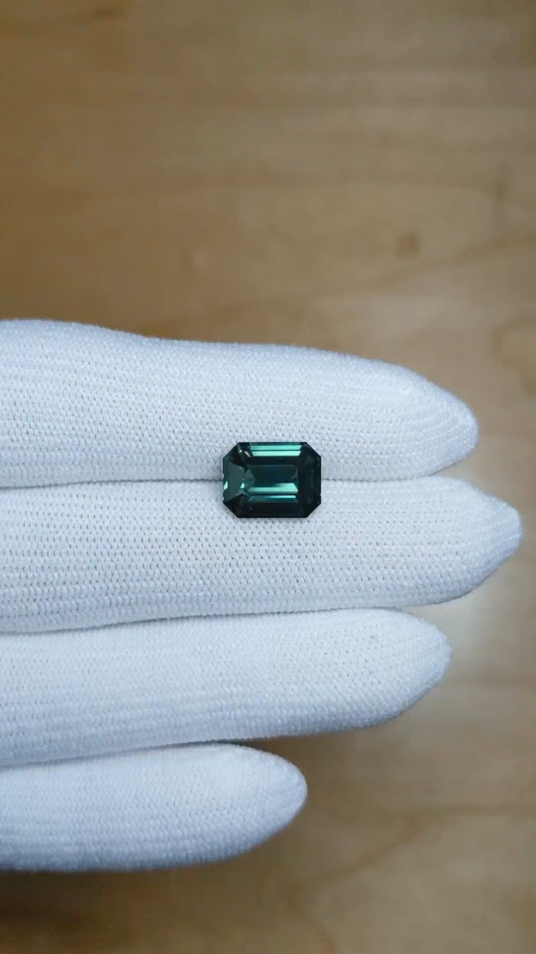 4.68 Ct. Bluish Green Sapphire from Madagascar Size Video