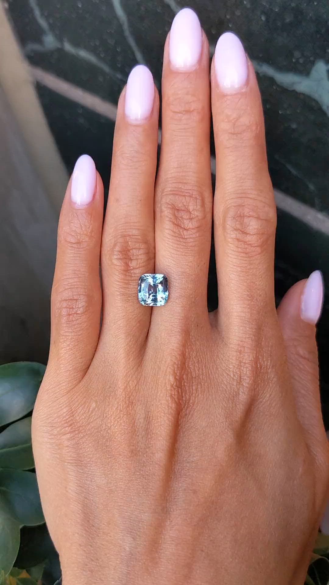 4.06 Ct. Greenish Blue Sapphire from Madagascar Size Video
