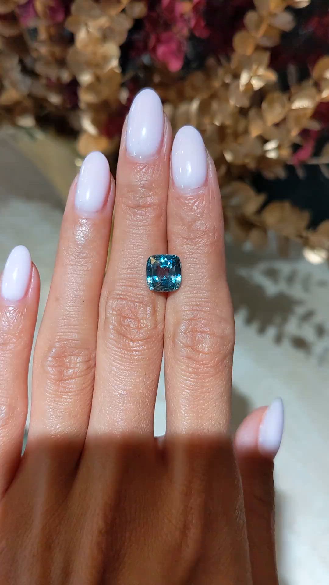 4.06 Ct. Greenish Blue Sapphire from Madagascar Size Video